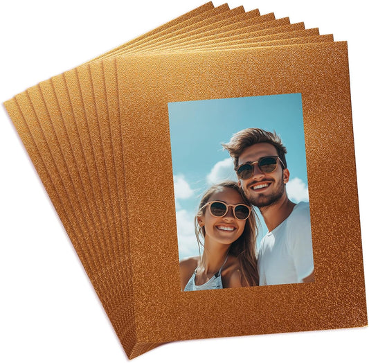 uxcell 10Pcs Picture Mats, 8 x 10 Mat Board Center for 5 x 7 Pictures Acid Free White Core Bevel Cut Frame Mattes for Display Art Measuring, Gold