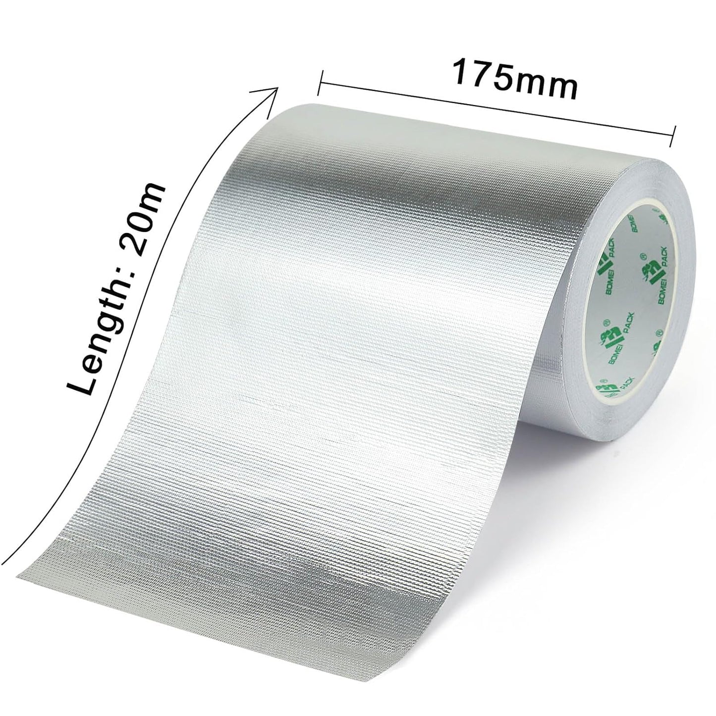 BOMEI PACK Adhesive Aluminum Foil Heat Shield Tape Barrier, Fiberglass Thermal Insulation Reflective Material High Temp Protection (7in*66ft)