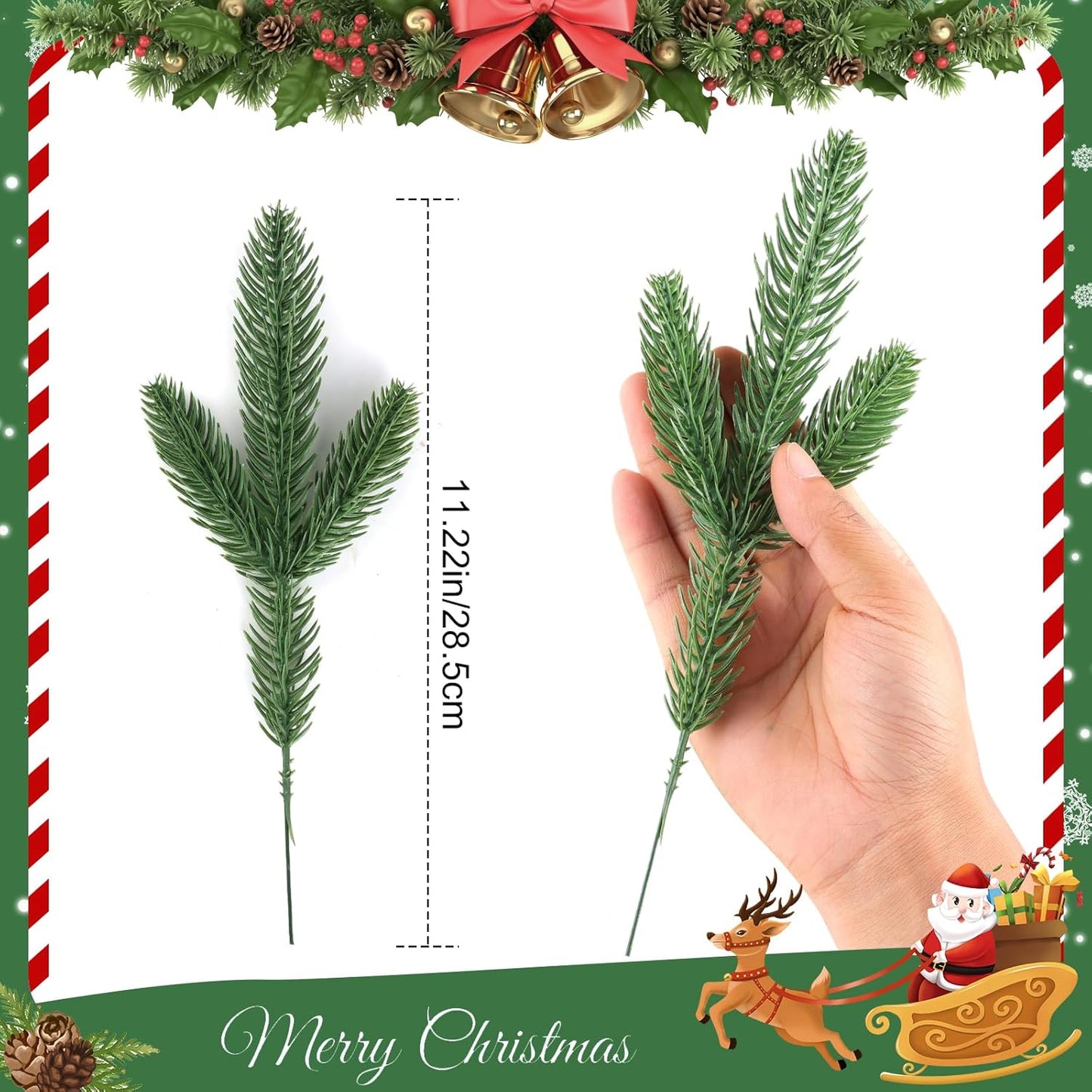 Hananona 150 Pcs Artificial Pine Branches Christmas Greenery Pine Picks DIY Cedar Picks and Sprays Accessories for Christmas Garland Wreath and ChristmChristmas Home Decor (150, Green)