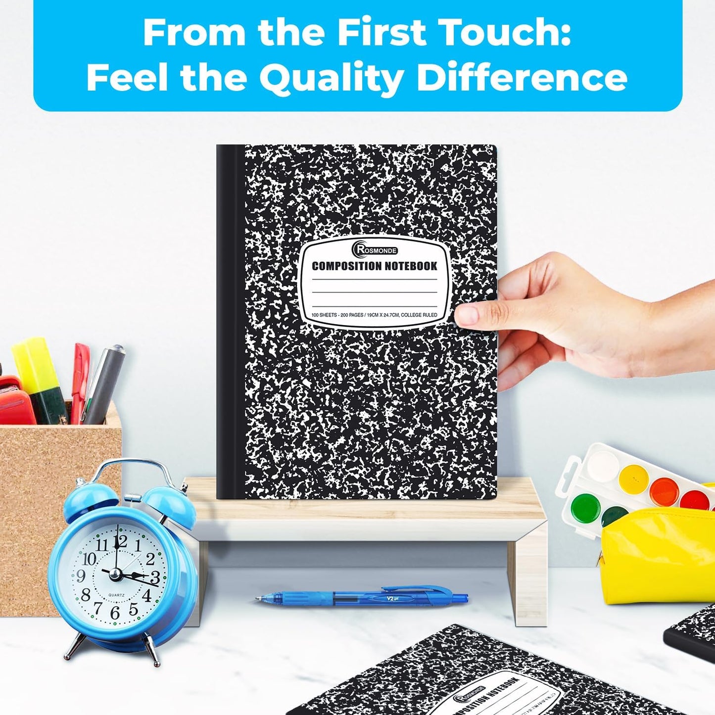 Rosmonde 2000 Pack (Pallet) Composition Notebooks Bulk, College Ruled, Full Pallet of Notebooks, 200 Pages (100 Sheets), 9-3/4 x 7-1/2, Bulk Notebooks for School, College & Office, 4-7 Days Transit