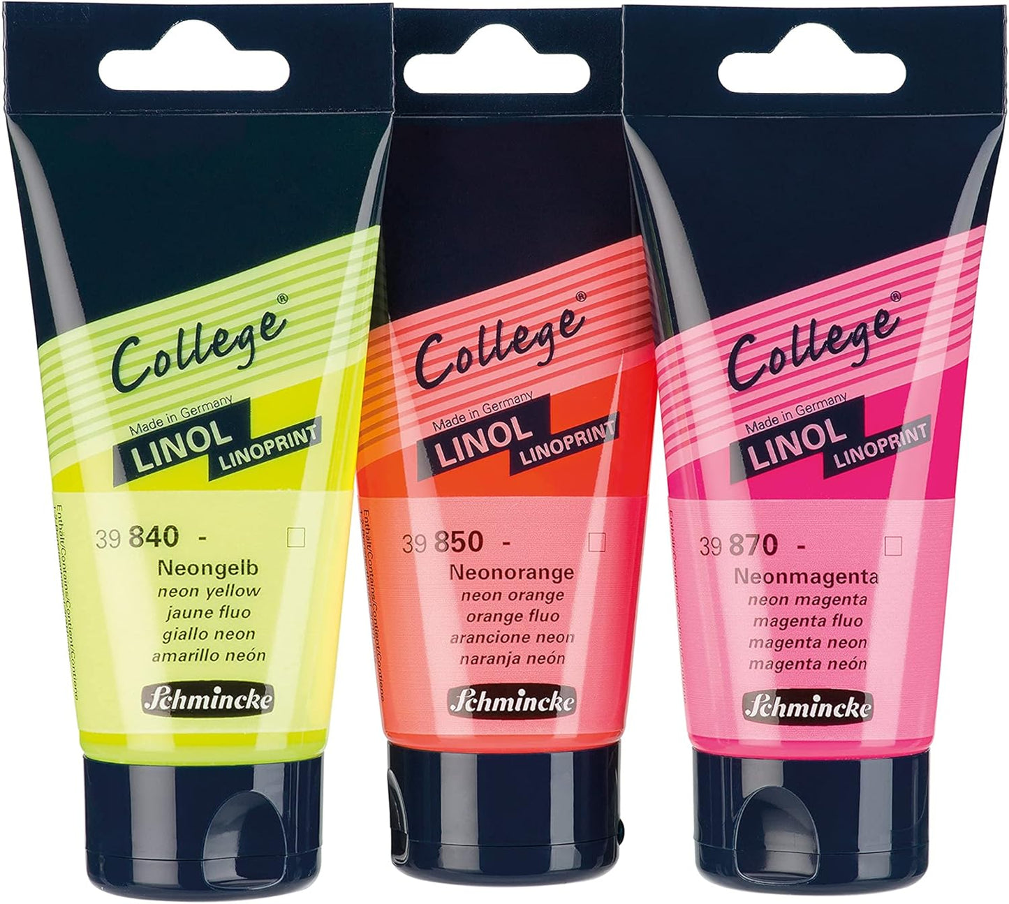 Schmincke - College Linol, artist's lino printing inks, neon orange in 75 ml tube, 39850013, low-odour water-based lino printing ink, lightfast, even print