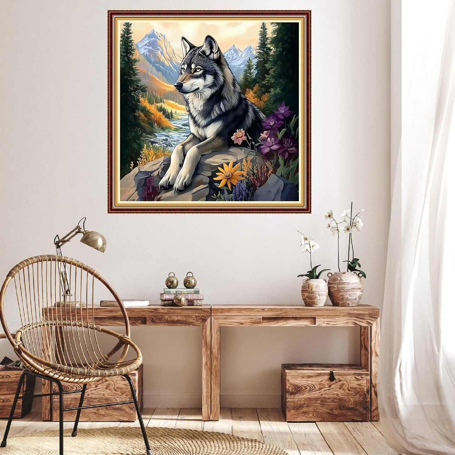 Hopeart Stamped Cross Stitch Kits for Beginner Embroidery Kits for Beginners Adults DIY 11CT Cross Stitch Patterns Needlepoint Kits Crossstitching Kits-Timberwolves 18x18 inch