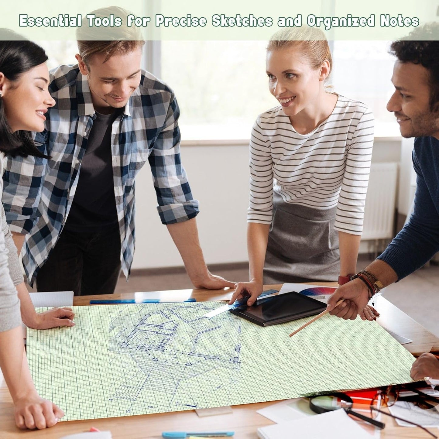 30 Pack 24" x 36" Large Graph Paper Bulk Graph Paper Pad Large Grid Paper Sheet Graph Paper Grid Paper Graph Paper for Drafting Engineering Blueprint Drawing Architect Designer Mathematician