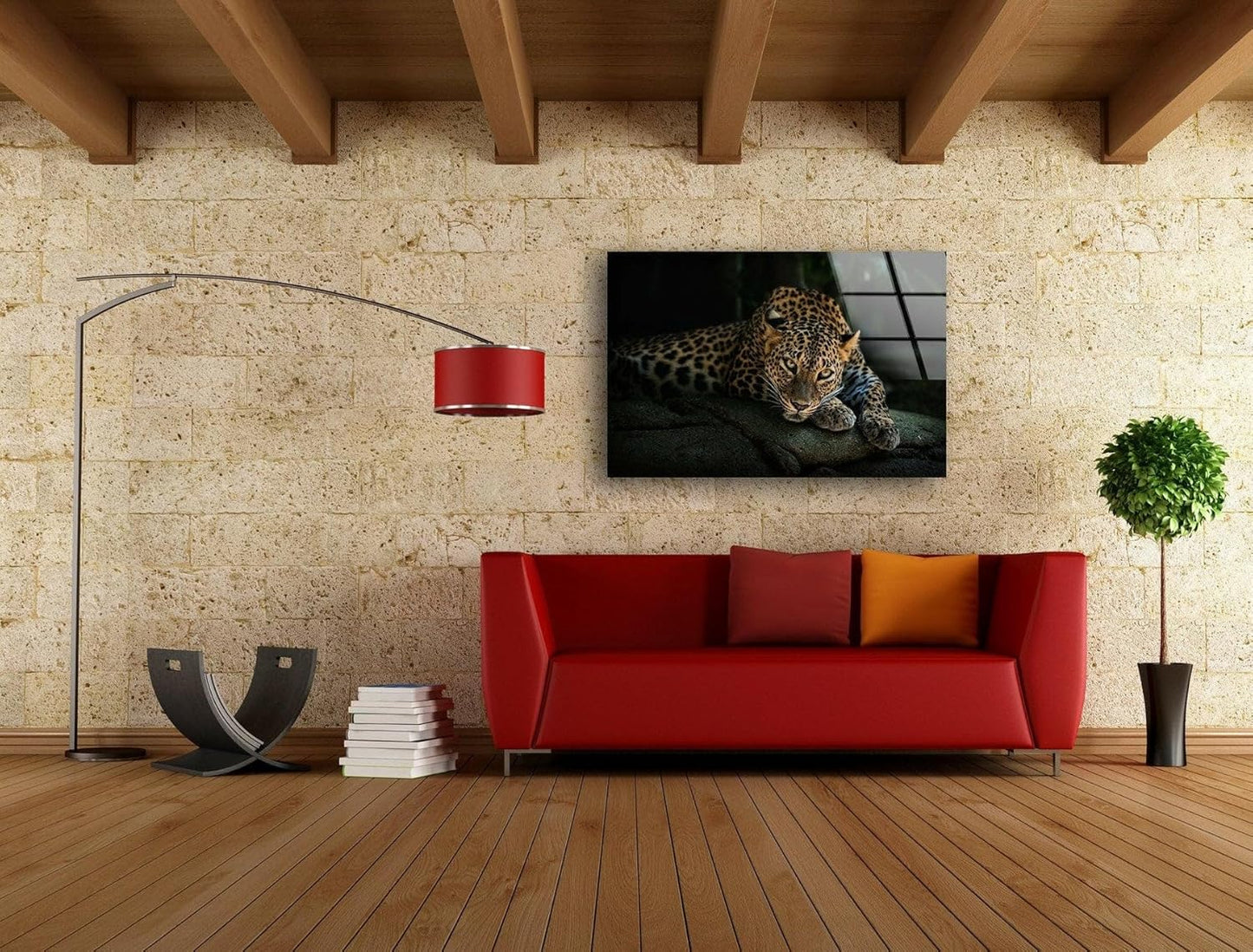 My Photostation.com Round 24'' Fierce Leopard Glass Wall ArtTempered Glass Printing Wall Decor Large Wall Art Wall Hangings
