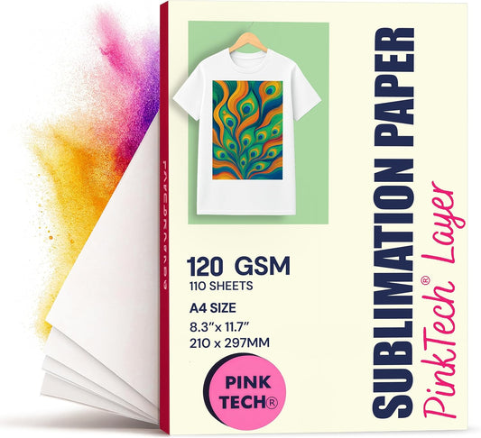 Hayes 110 Sheets Sublimation Paper 8.5x11 Inch Letter Size | 120gsm Heat Transfer Paper for Inkjet Printers | Use on Mugs, T-Shirts, Light Fabrics | Compatible With Sublimation Printers