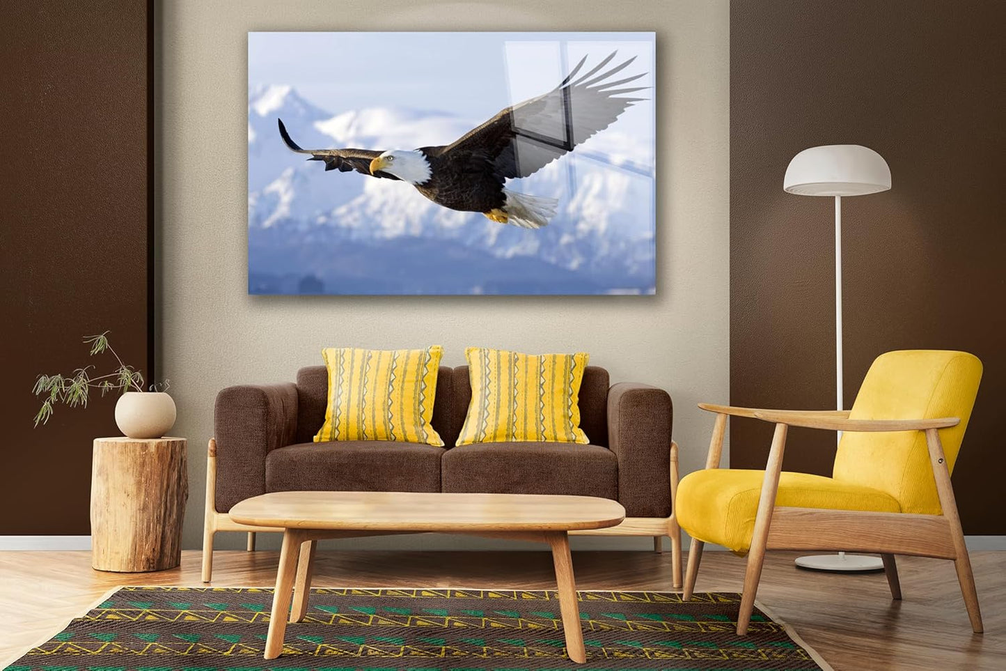 SpiritualHands Eagle Printed Tempered Glass Wall Art Painting for Living Room, Tempered Glass Modern Prints Decor, Large Vivid Color Panel for Bedroom, Kitchen, or Office