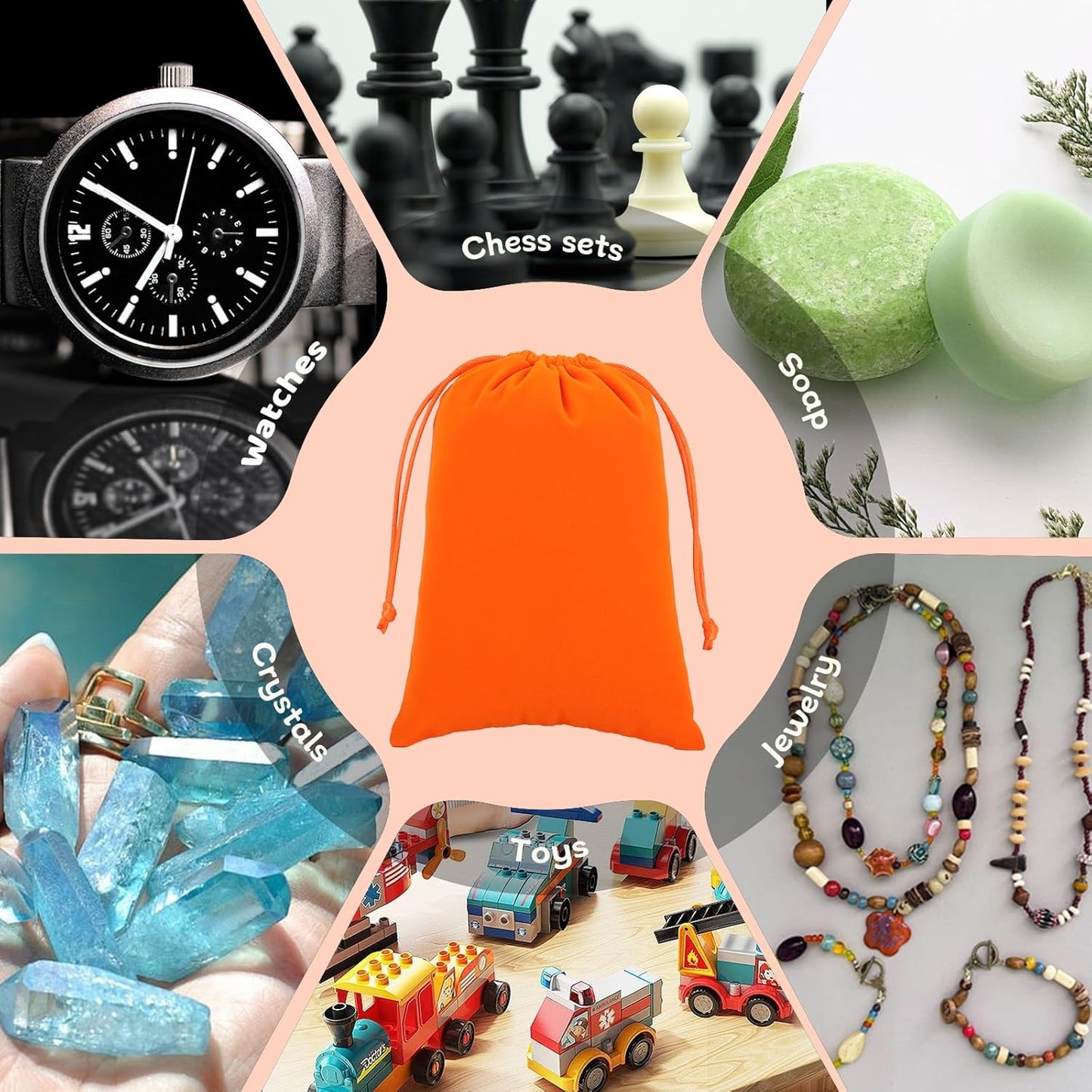 Velvet Drawstring Jewelry Bag, 50Pcs Orange Dice Bag, 5x7, Or Wrapping Halloween Party Favors, Toys, Small Bussiness, Craft Fair Vendor Supplies