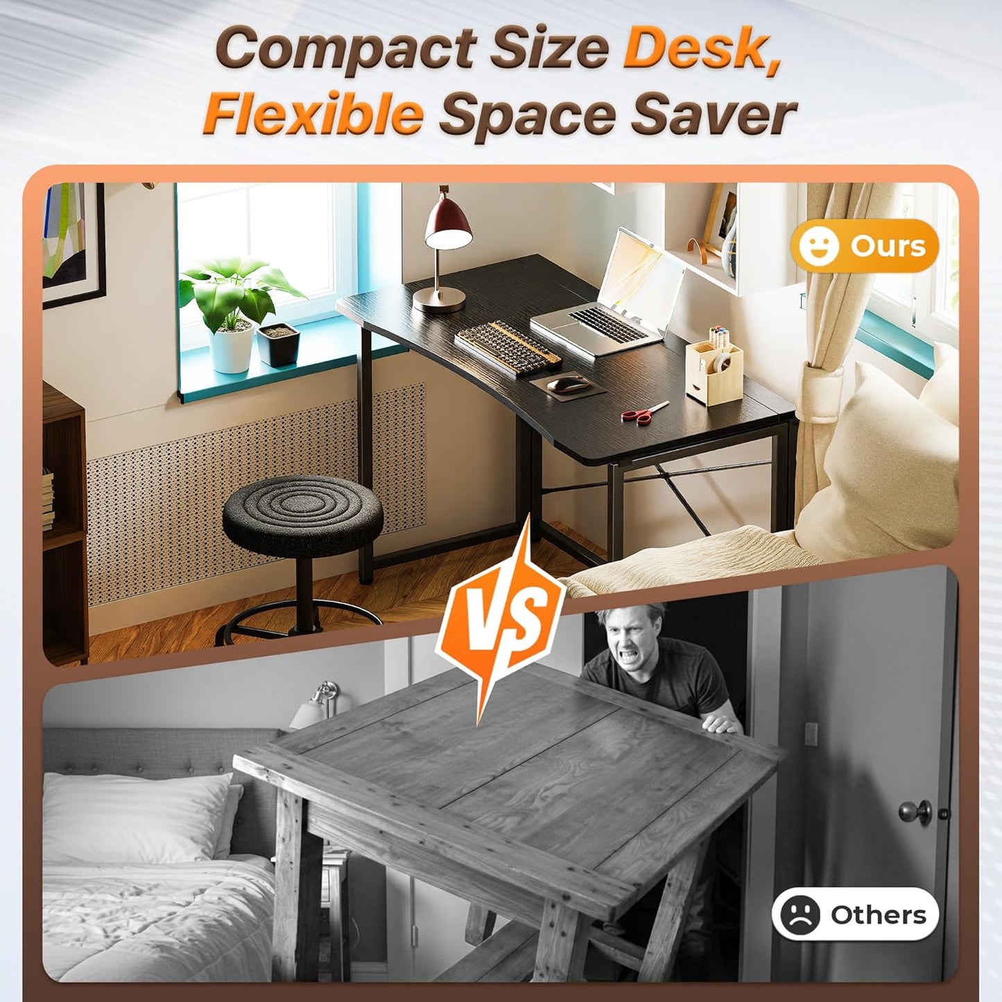 Huuger Folding Desk for Small Spaces, 39.3 Inch Foldable Computer Table, for Home Office, Study, Bedroom, Dorm, Space Saving, Small Writing Work Office Computer Desk, Easy to Fold, Black