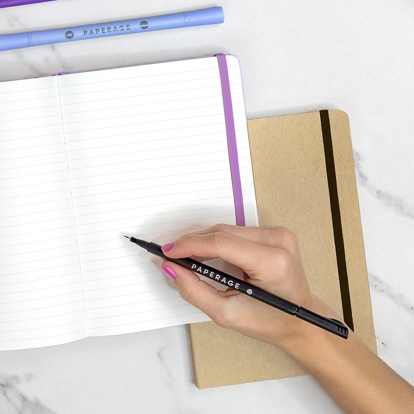 PAPERAGE Recycled Lined Journal Notebook, (Lilac), 160 Pages, Medium 5.6 in x 8 in - 100 GSM Thick Paper – College Ruled, Hardcover Journaling Notebook for Work, School & Note Taking