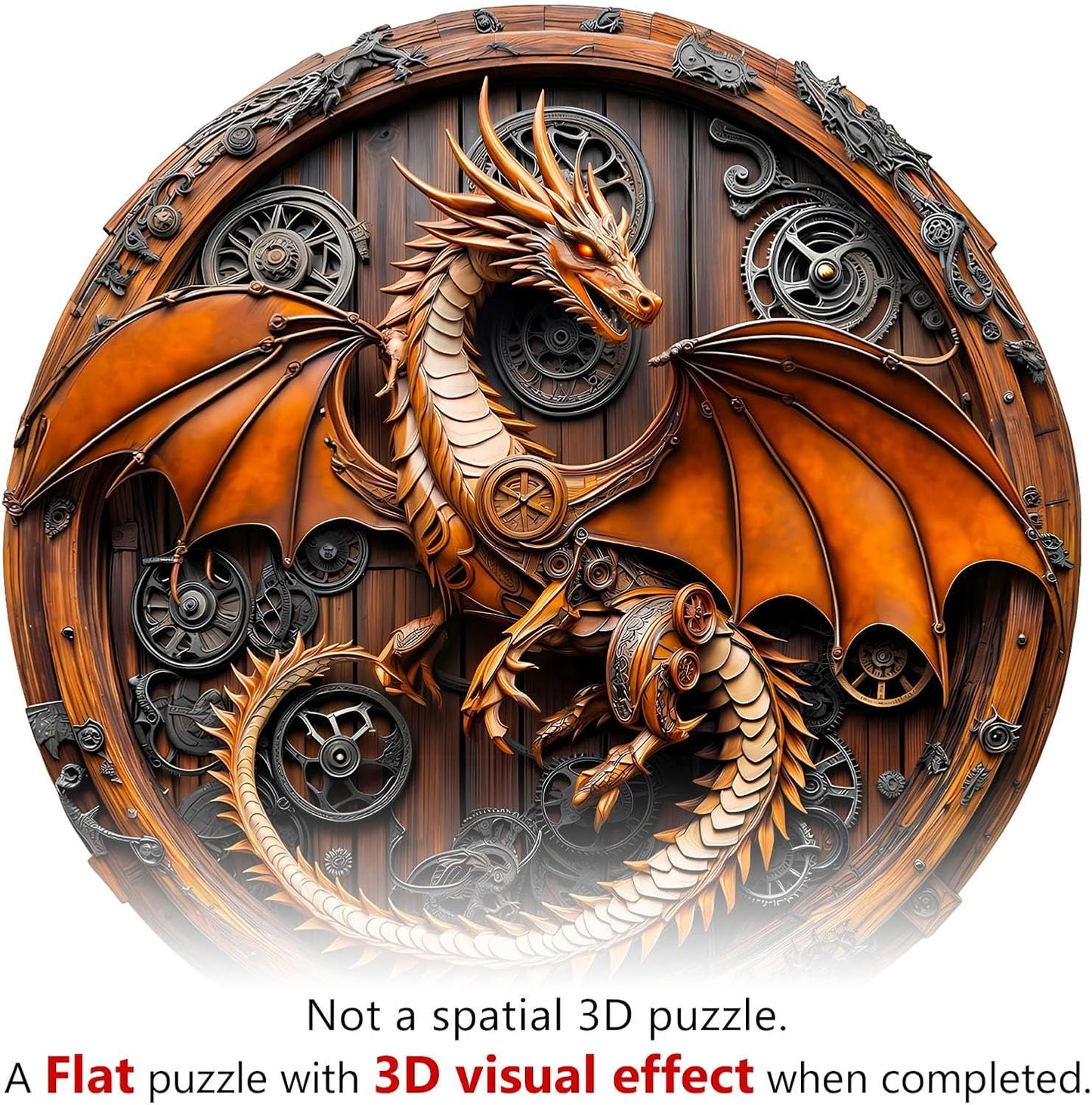 Wooden Puzzles for Adults, Mechanical Dragon Wooden Jigsaw Puzzles for Adults, Wood Puzzles Adult, Unique Animal Shape, Gifts for Friends and Family, Wall Art Canvas Puzzle (L -13.4*13.3in -300 pcs)