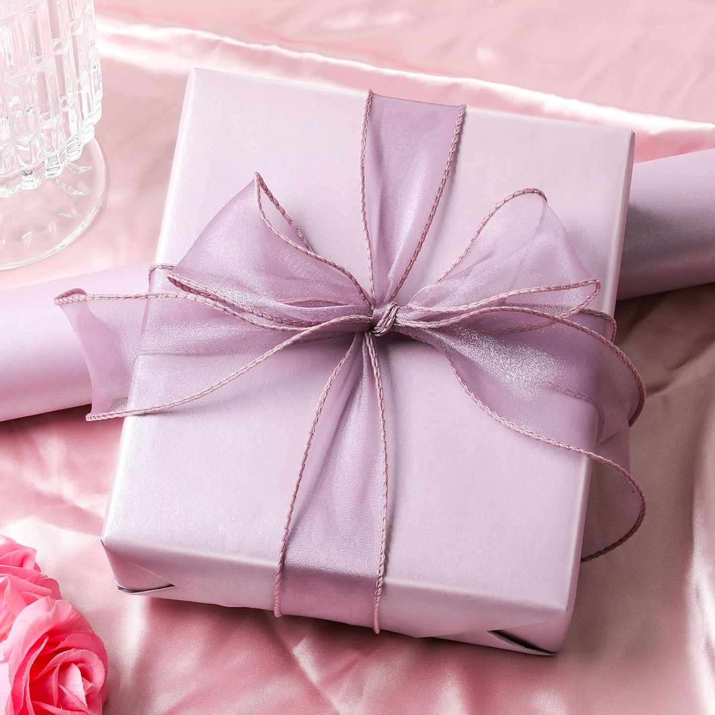 NESCCI Lavender Color Matte Wrapping Paper,Solid Color Pearly-Lustre Paper,Gift Wrapping Paper,Perfect for Wedding,Valentine's Day,Birthday, Christmas,Baby Shower,DIY Bouquet (17 Inches X 32.8 Feet)