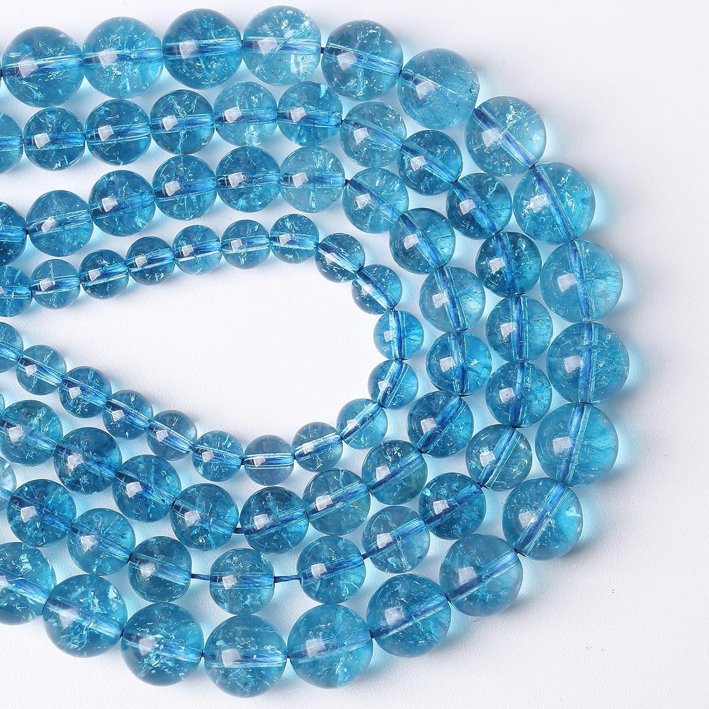120pcs 6mm Blue Topaz Crystal Quartz Natural Stone Round Loose Beads for Jewelry Making DIY Bracelet Necklace Earrings 32" 2 Strands