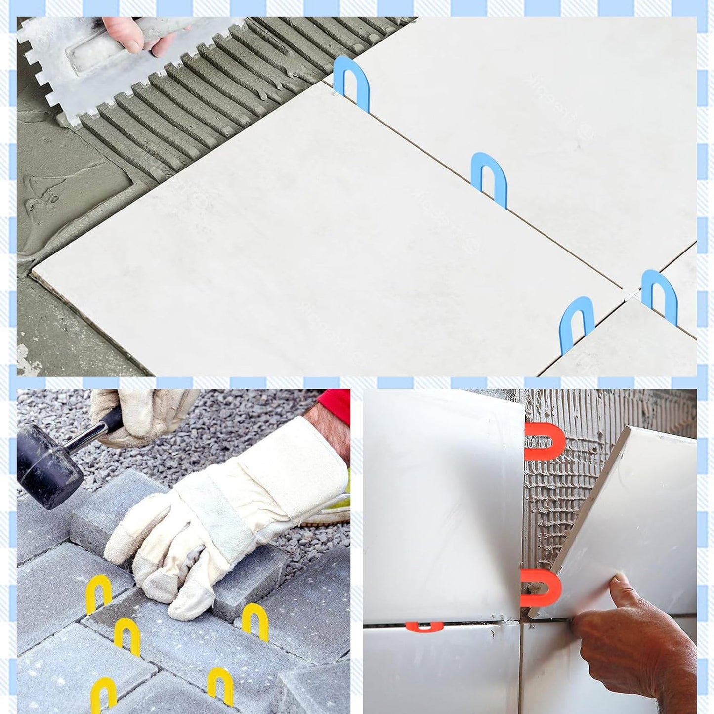 Horseshoe Shim Tile Spacers 1/8 Inch Tile Spacers U Shape Plastic Shims for Tile Leveler Spacers (1/8 Red 1000 pieces)