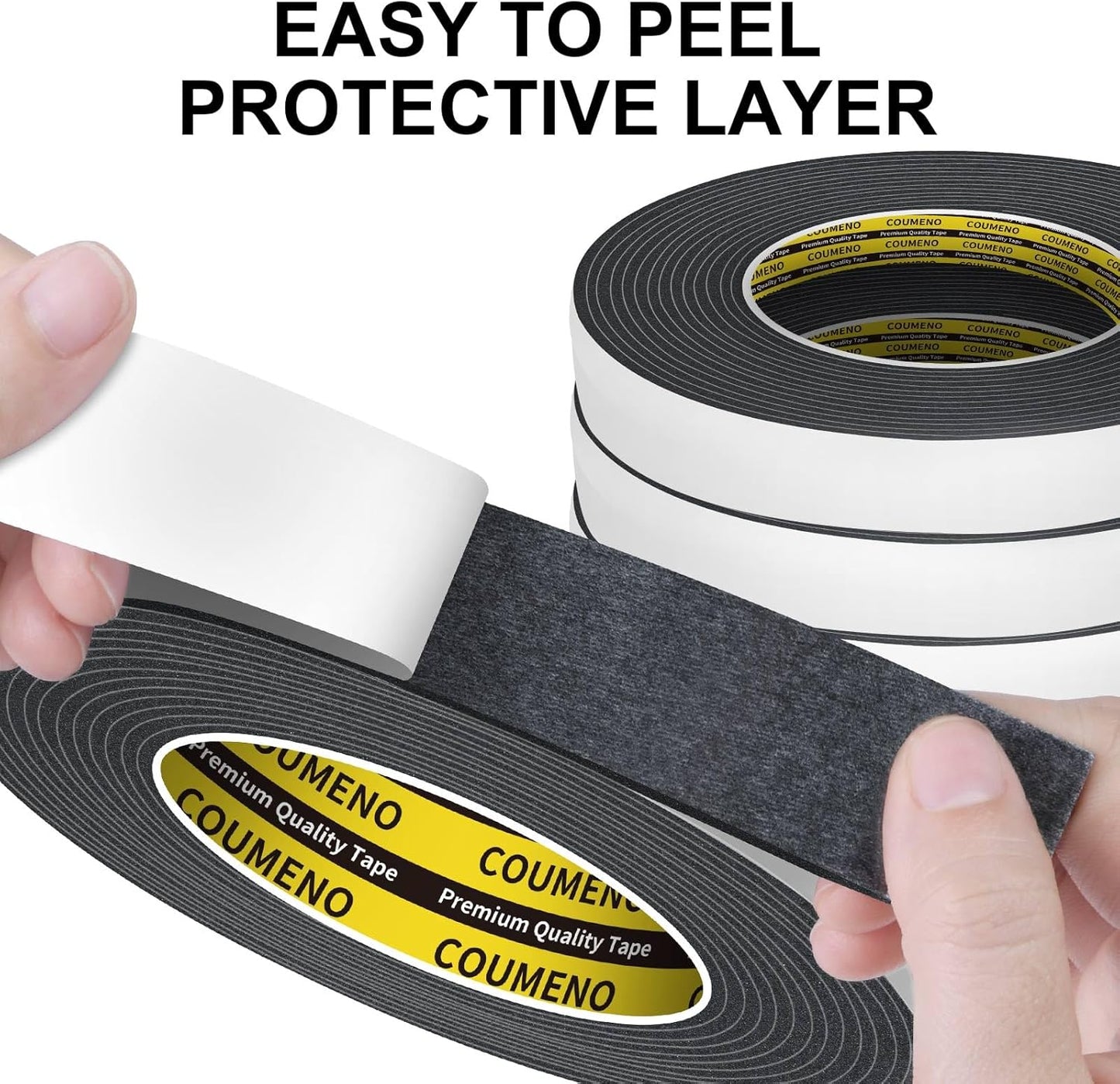 2 Pack EVA Single-Sided Adhesive Foam Tape 1.2inx16.4FT Single-Sided Sealing Strip Foam Pad Sponge Tape Window Weatherproof, Self-Adhesive Insulation Sealing Tape Black