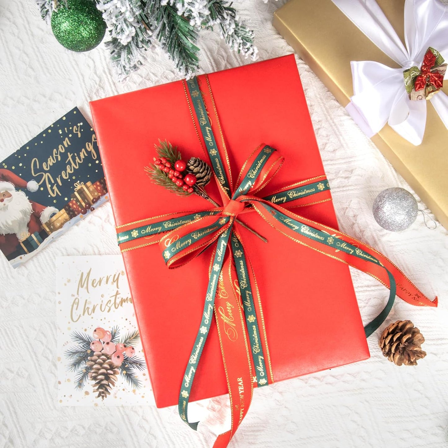 NESCCI Matte Wrapping Paper,Solid Color Pearly-Lustre Paper-3 Roll,17 Inches X 32.8 Feet Per roll.Gift Wrapping Paper,Perfect for Wedding,Valentine's Day,Birthday, Christmas,Baby Shower.