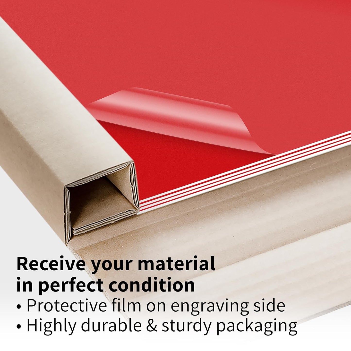 Trotec TroLase | 12"x12"x1/8", 8 Pcs | Red/White | 2 Ply | Modified Acrylic | Laser Engraving Double Color Plastic Sheet | Engraving Blanks for Laser, Saw, Guillotine | Made in USA