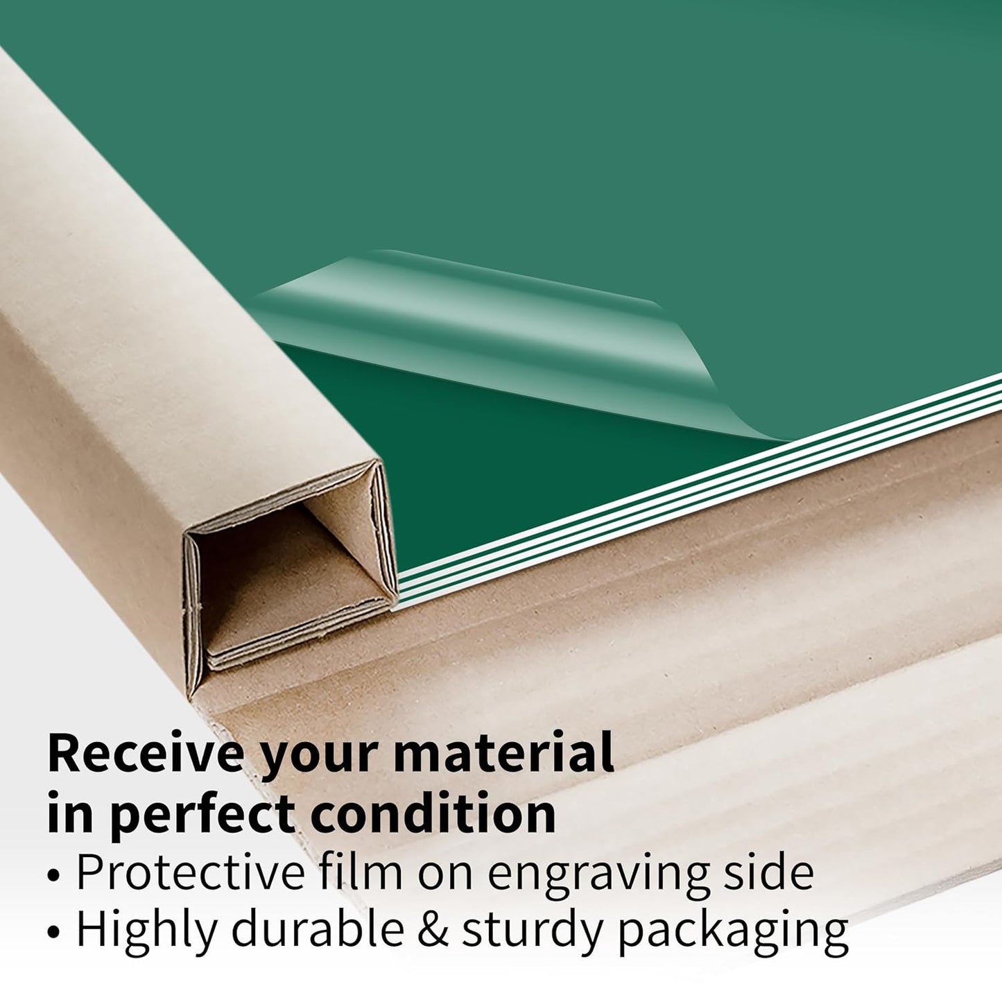 Trotec TroLase | 12"x24"x1/16", 4 Pcs | Dark Green/White | 2 Ply | Modified Acrylic | Laser Engraving Double Color Plastic Sheet | Engraving Blanks for Laser, Saw, Guillotine | Made in USA