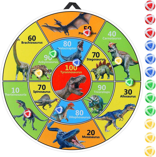 30 Inch LED Dart Board Kids Game,12PCS Sticky Balls,Indoor/Outdoor Sports Carnival Games Yard Party, Suitable for 3 4 5 6 7 8 9 10 Years Old Boys and Girls Birthday Gifts Dinosaur Toys