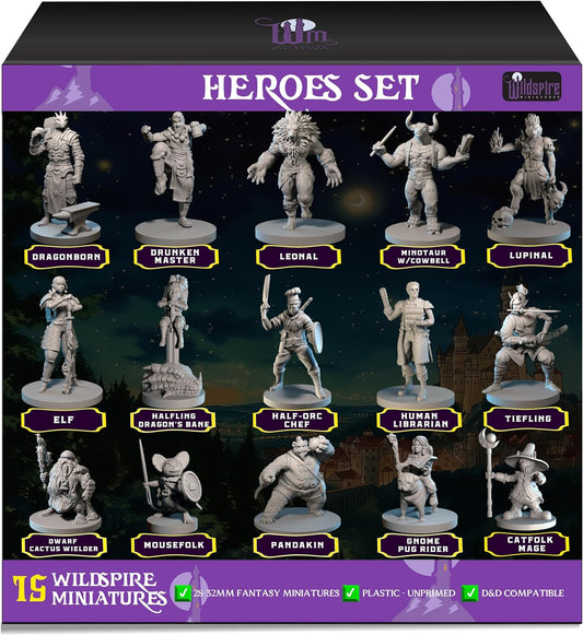 Wildspire Hero, Player-Character, NPC DND Miniatures, 28mm32mm Unpainted D&D Minis Dungeons & Dragons Figures D D Bulk Pathfinder Fantasy Tabletop Fantasy Minis Set
