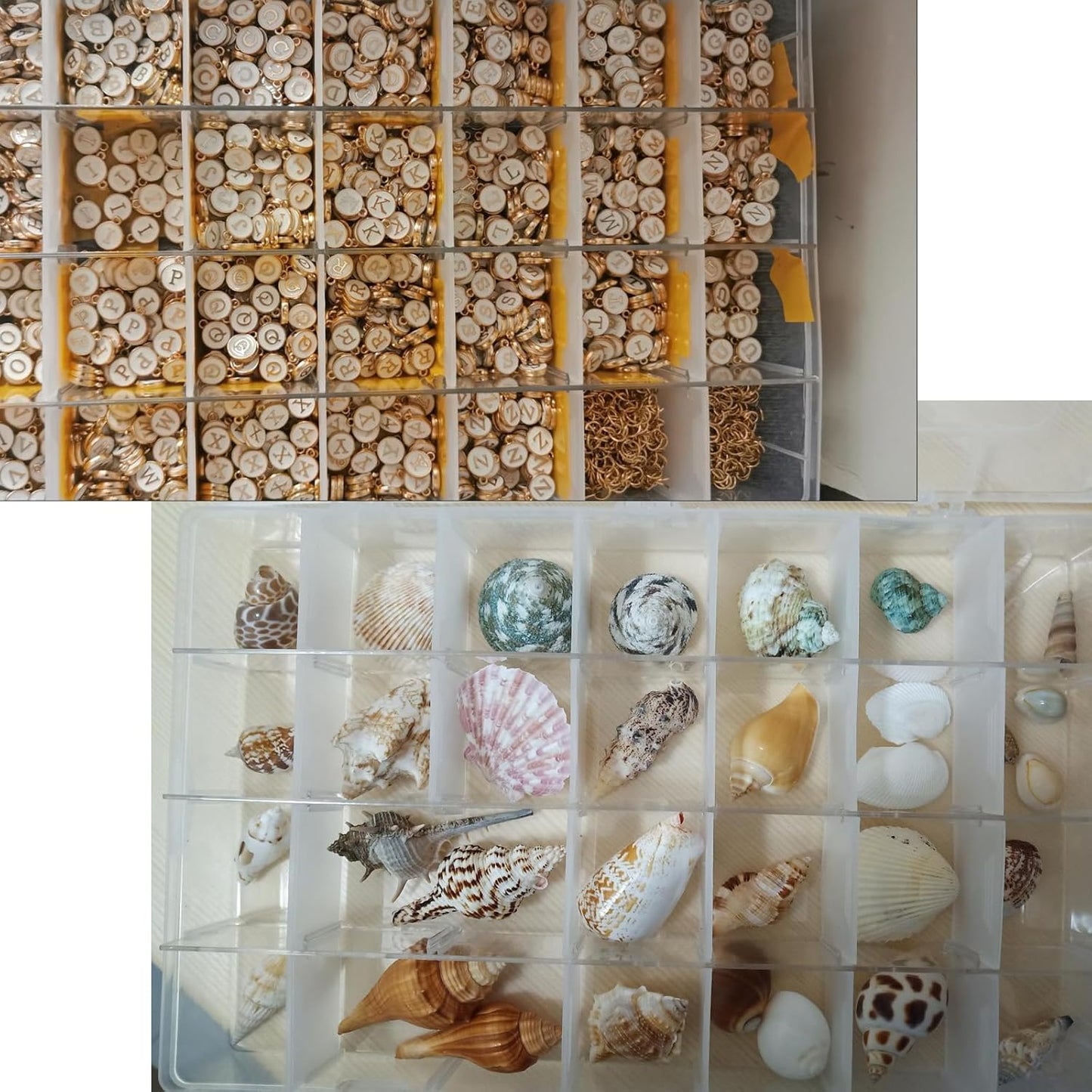 Xiaoyztan Clear Plastic Organizer, 18 Fixed Grids, Jewelry Box Bead Storage Container for Small Parts, Fishing Tackle, DIY Crafts, and Earrings, Overall 8 x 4.7 x 1.3 Inch, 2Pcs