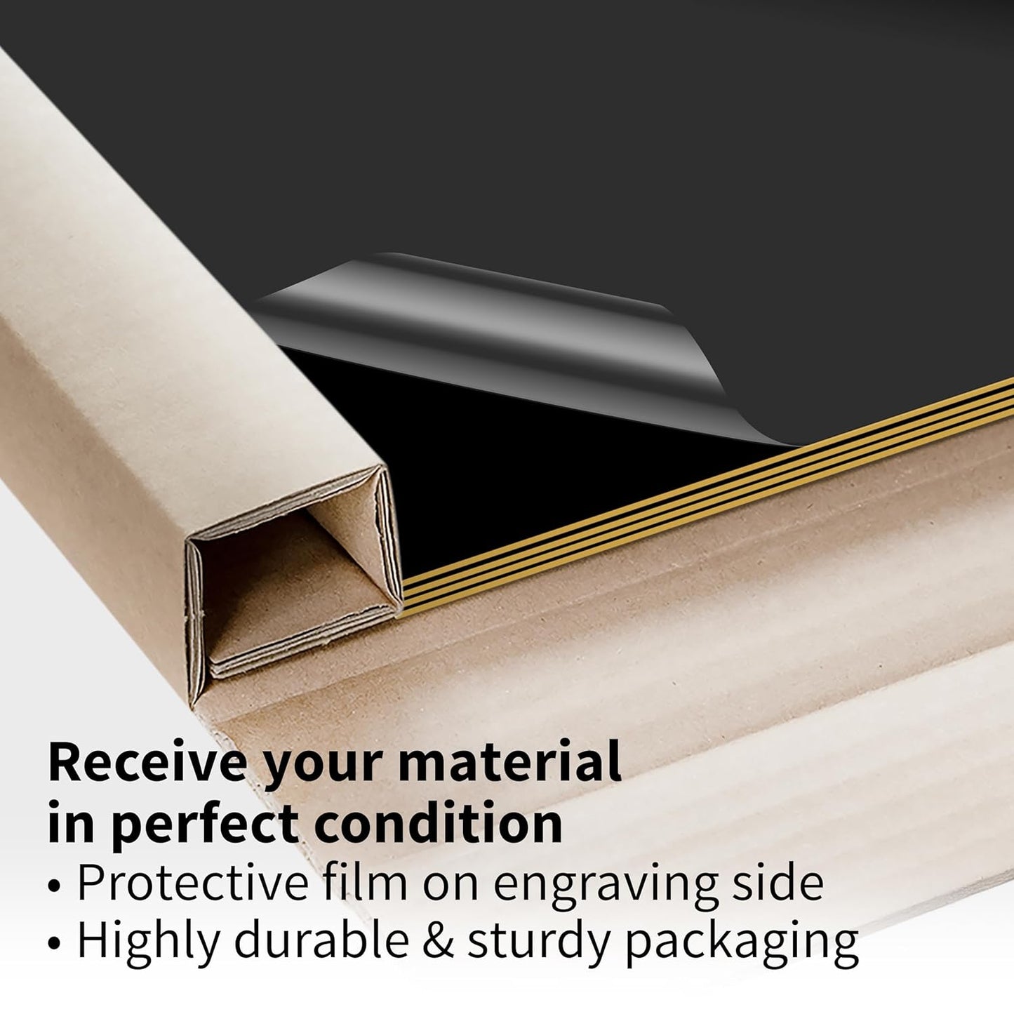 Trotec TroLase | 12"x12"x1/16", 8 Pcs | Black/Gold | 2 Ply | Modified Acrylic | Laser Engraving Double Color Plastic Sheet | Engraving Blanks for Laser, Saw, Guillotine | Made in USA