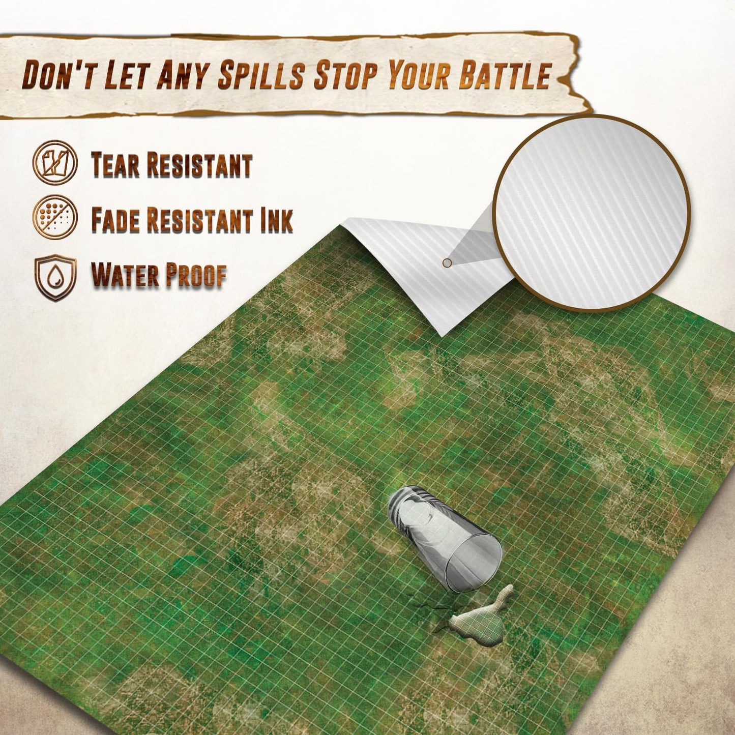 Battle Game Mat for DND - [48" x 72"] Wargaming Tabletop Map - Gaming Board for Warhammer 40k, Dungeons and Dragons, Wargame RPG - Vinyl Gaming Grass Terrain