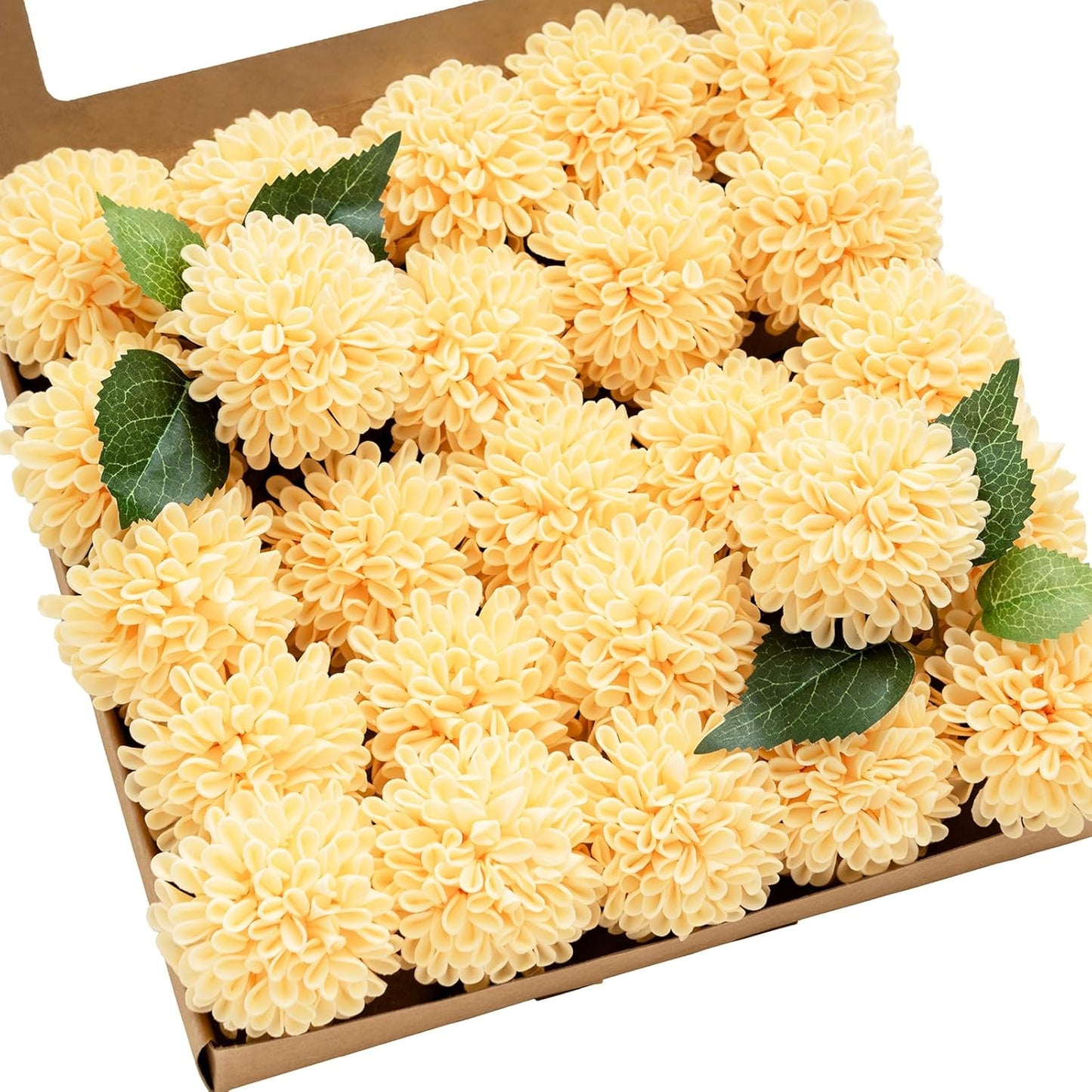 Ling's moment Creamy Yellow Dahlia Foam Artificial Flowers Real Touch Faux Fake Flower for Home Decor Graduation Baby Shower Decorations Outdoors Party Favors Wedding Centerpieces Arrangements 25pcs