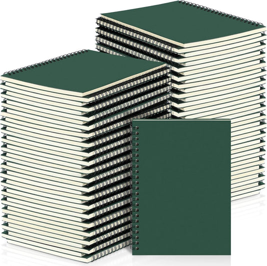 Yahenda 54 Pcs Spiral Notebook Bulk A5 Journal Lined 8.3'' x 5.5'' Writing Composition Paper Small Notepad Subject Notebook for Students Office Business Back to School Supplies (Deep Green)