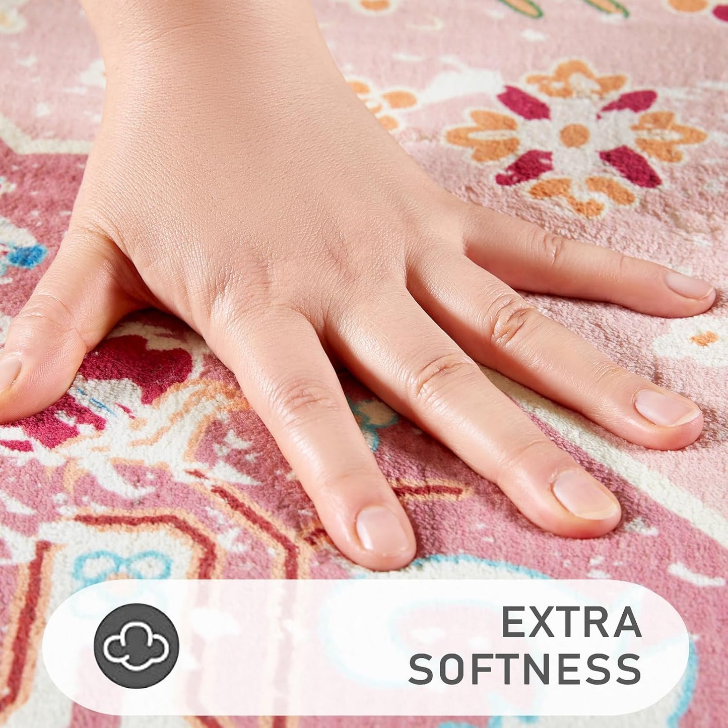 Washable Pink Rugs Boho Vintage Tropical Jungle 6x9 Area Rugs Jungle Oriental Carpet for Bedroom Kitchen Dining Living Room Office Distressed Indoor Cute Nursery Rug