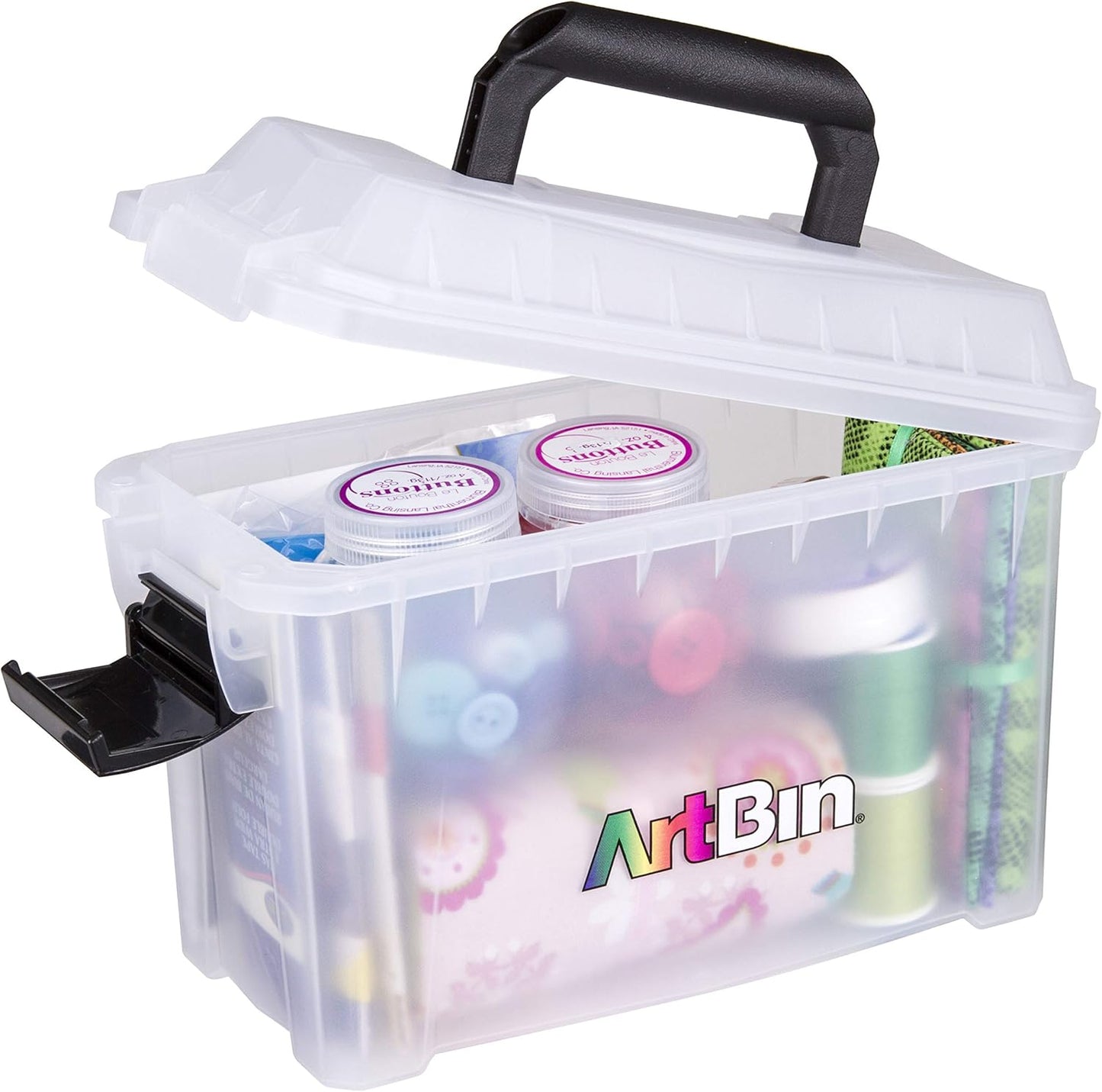 ArtBin 6815AG Mini Sidekick Carrying Case, Portable Art & Craft Organizer with Handle, [1] Plastic Storage Case, Clear