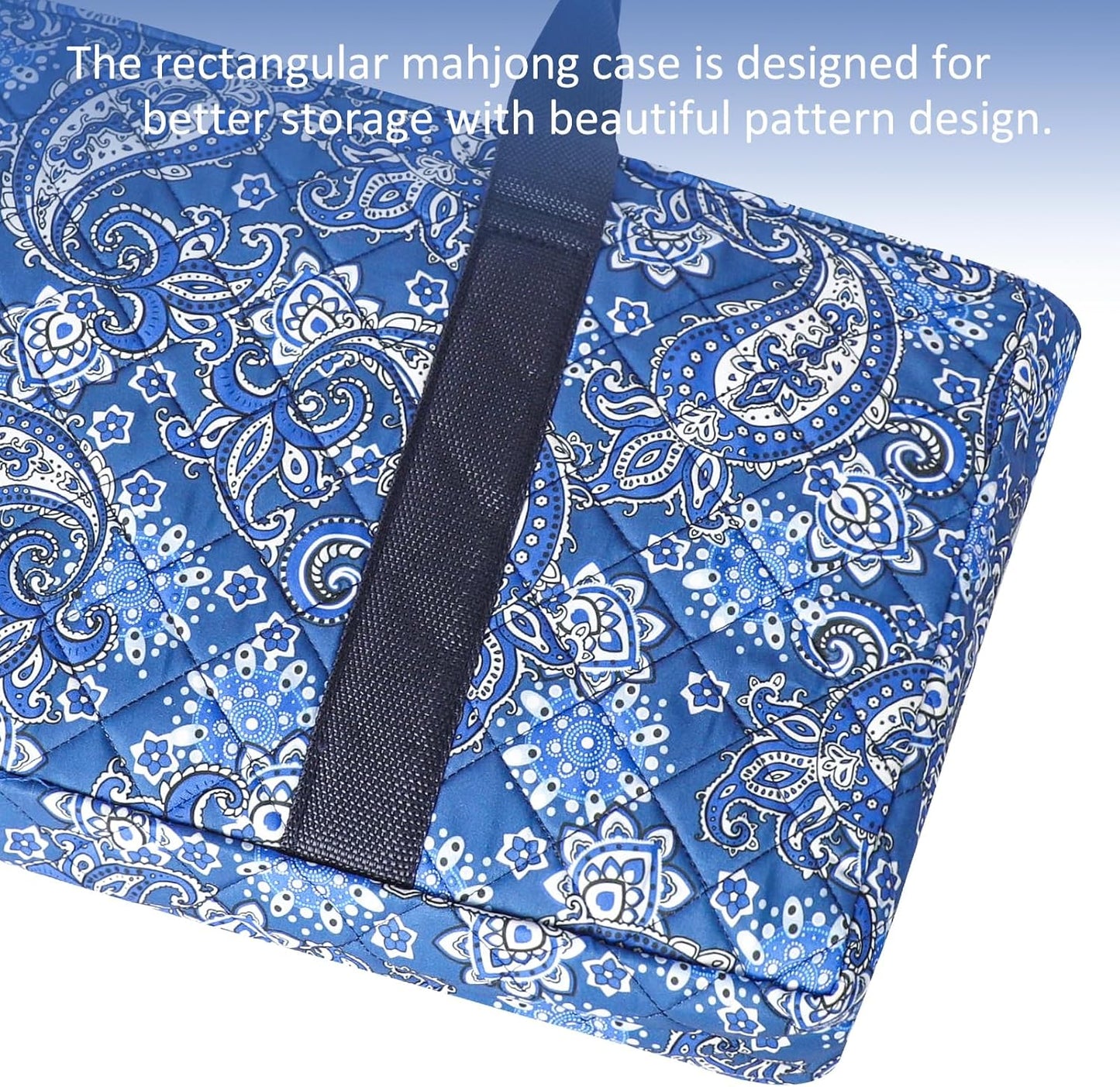 American Mahjong Game Set, 166 Quality White Tiles, 4 All-in-One Color Rack/Pushers, Mahjong Tile Set with Blue Printed Carrying Bag