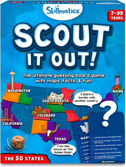 Skillmatics Board Game - Scout It Out 50 States, Guessing & Trivia Game for Families, Educational Toys, Card Games for Kids, Teens and Adults, Gifts for Boys and Girls Ages 7, 8, 9 and Up