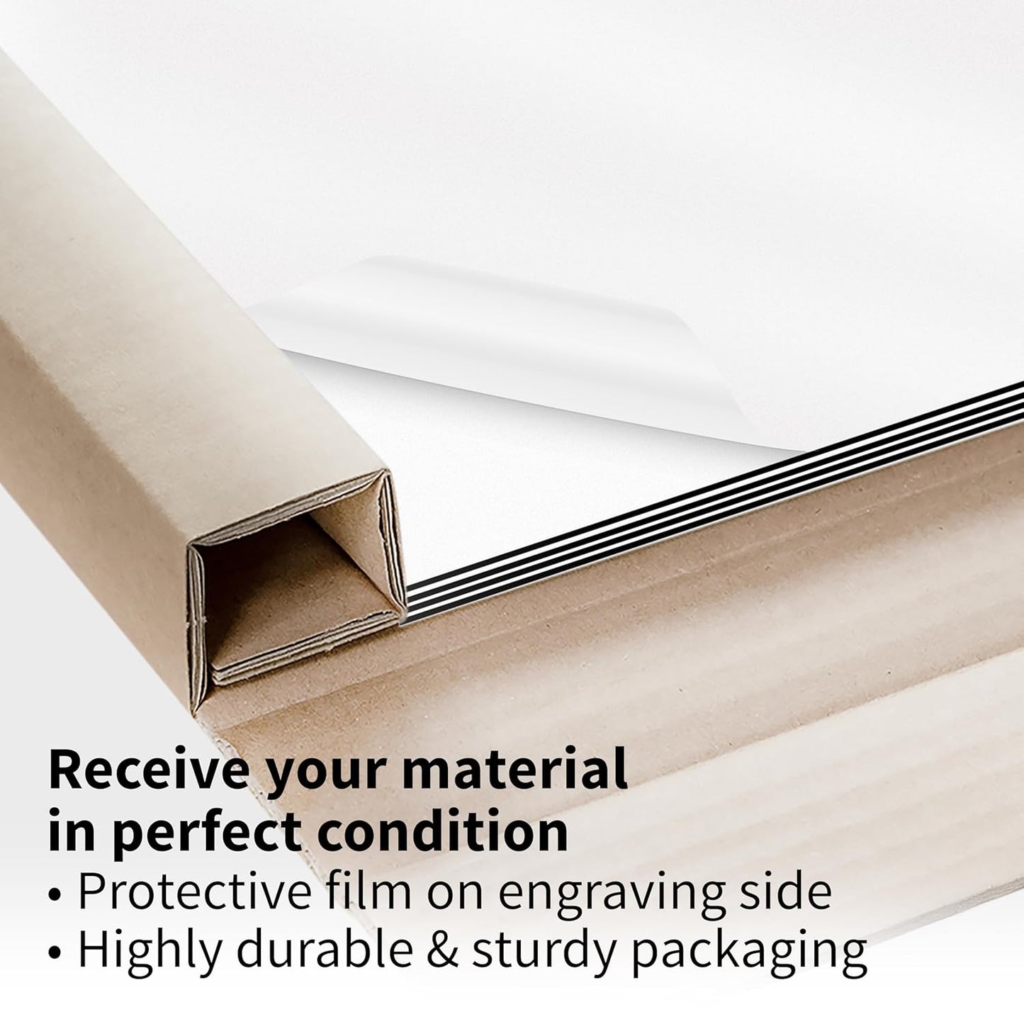 Trotec TroLase | 12"x20"x1/16", 4 Pcs | White/Black/White | 3 Ply | Modified Acrylic | Laser Engraving Double Color Plastic Sheet | Engraving Blanks for Laser, Saw, Guillotine | Made in USA