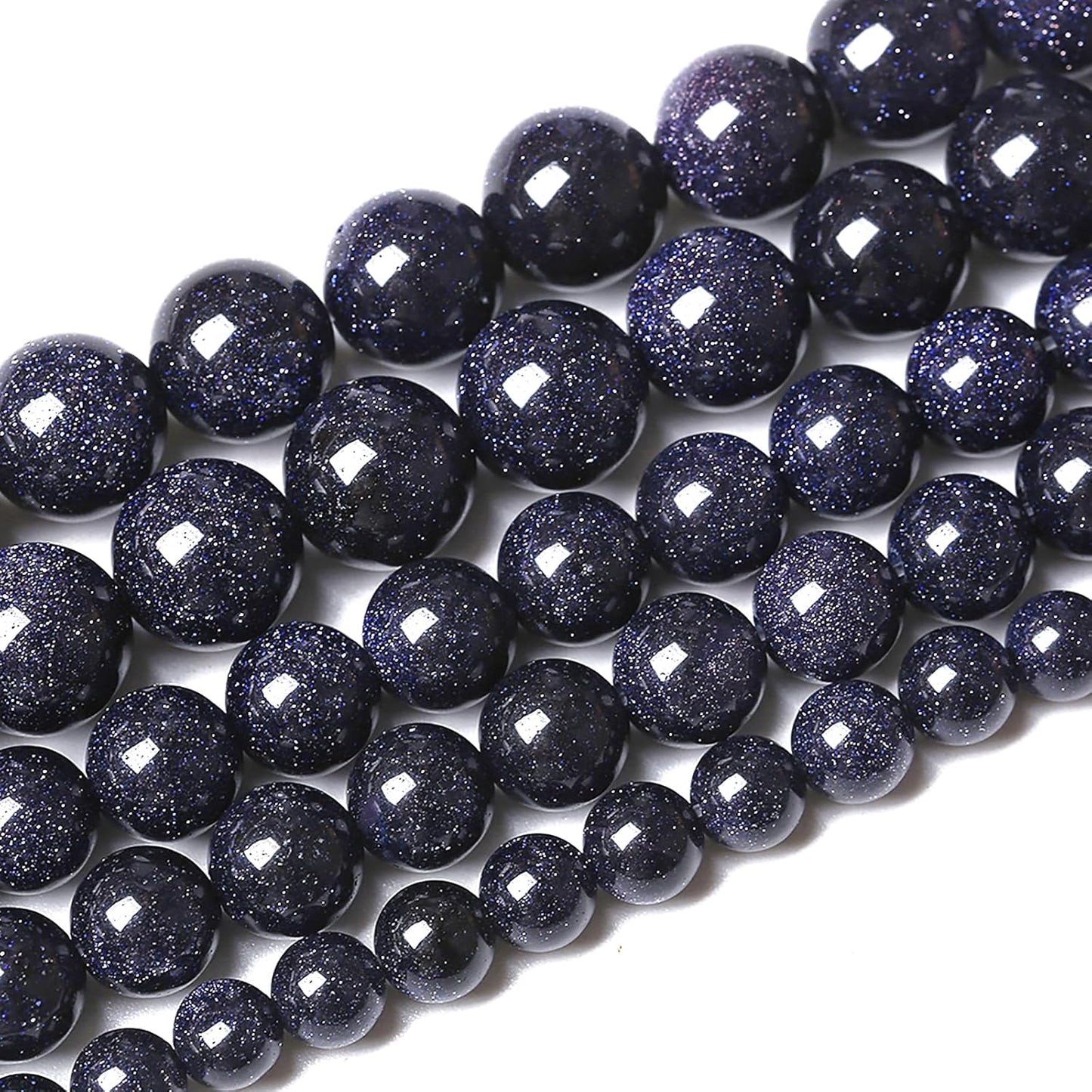 72PCS 10mm Blue Sandstone Gemstone Beads Beads Natural Stone Round Loose Beads for Jewelry Making DIY Bracelet Necklace 32" 2 Strands