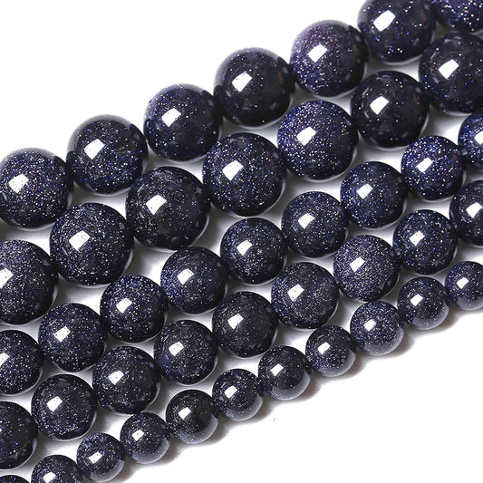 72PCS 10mm Blue Sandstone Gemstone Beads Beads Natural Stone Round Loose Beads for Jewelry Making DIY Bracelet Necklace 32" 2 Strands