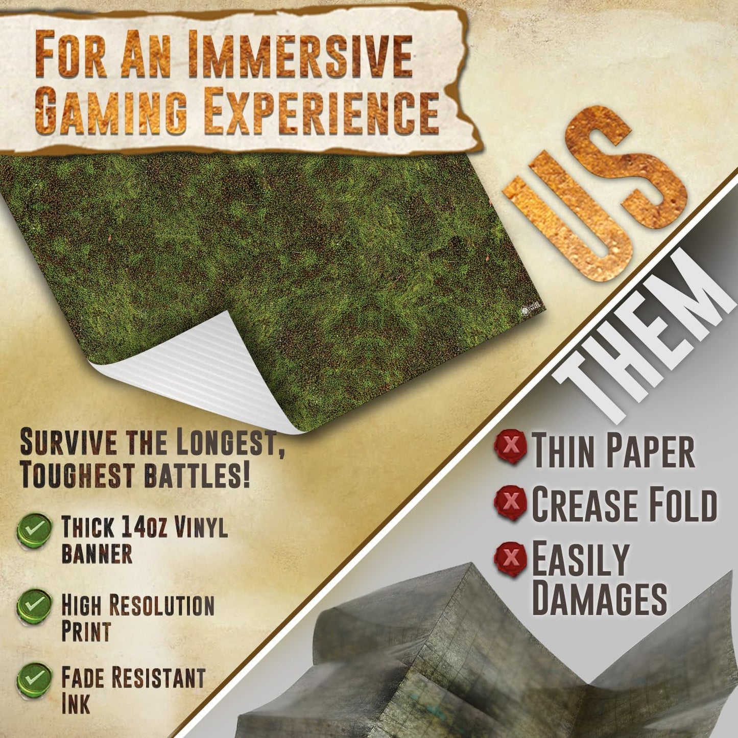 Battle Game Mat for DND - [48" x 72"] Wargaming Tabletop Map - Gaming Board for Warhammer 40k, Dungeons and Dragons, Wargame RPG - Vinyl Gaming Jungle Terrain