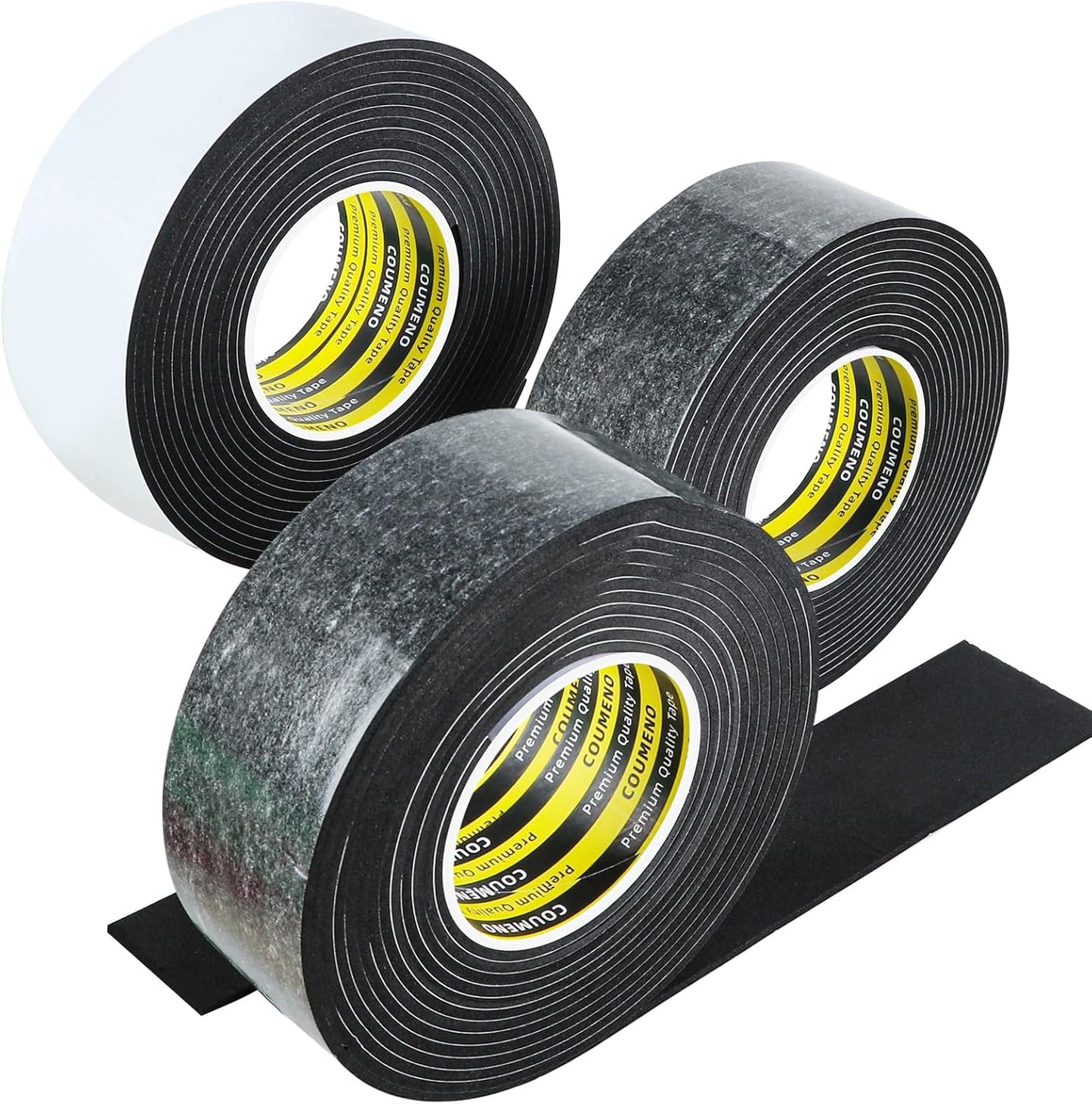 3 Pack EVA Single-Sided Adhesive Black Foam Tape,2inx16.4FT Single-Sided Sealing Strip Foam Pad Sponge Tape Window Weatherproof, Self-Adhesive Insulation Sealing Tape