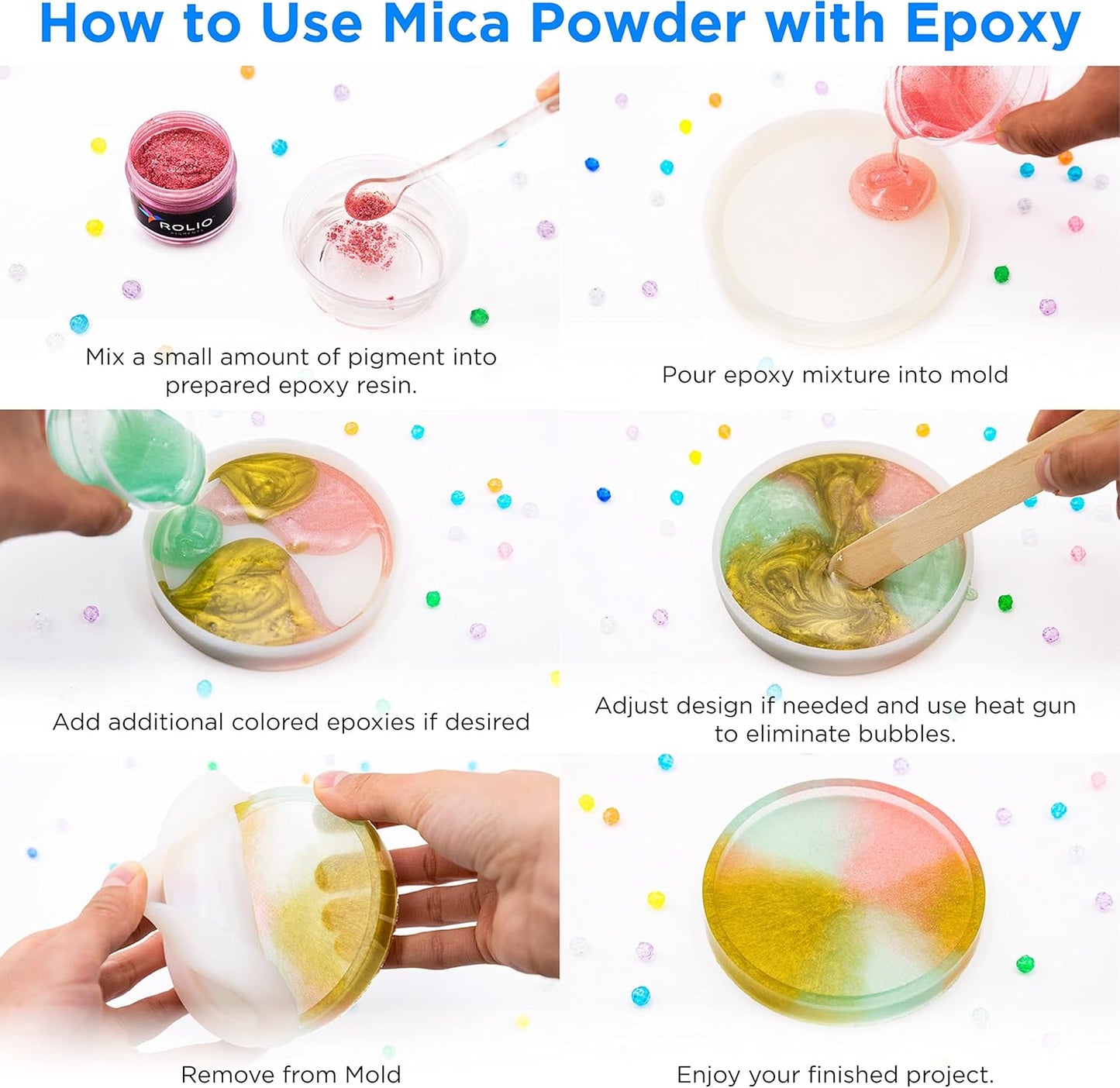 Rolio Premium Mica Powder - Pearl White (50G / 1.76oz) - 1 Jar of White Pigment Powder for Epoxy Resin, Dye, Soap Making, Nail Polish, Paint, Candle Making, Bath Bombs, Slime