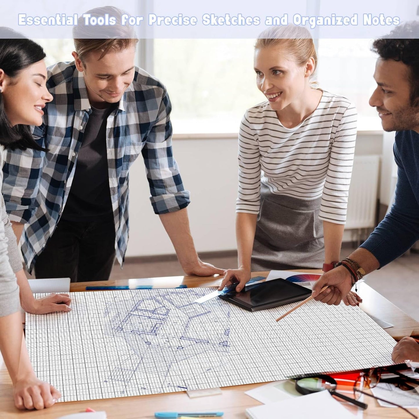 30 Pack 24" x 36" Large Graph Paper Bulk Graph Paper Pad Large Grid Paper Sheet Graph Paper Grid Paper Graph Paper for Drafting Engineering Blueprint Drawing Architect Designer Mathematician