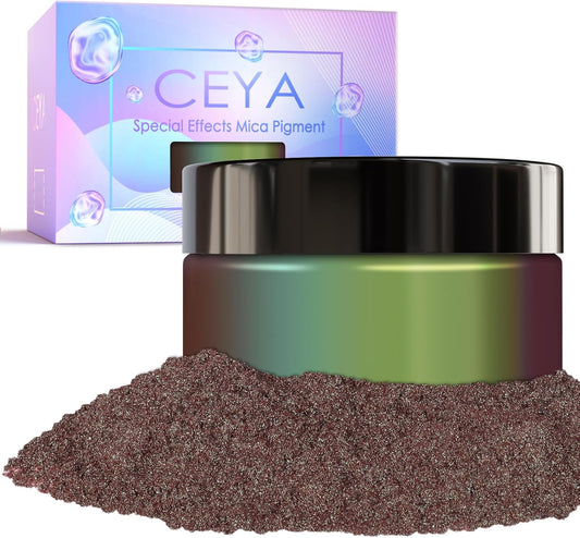Ceya Chameleon Mica Powder, 1.8oz/ 50g Elven Eye Chrome Nail Powder, Cosmetic Grade Pearlescent Effect Color Shift Pigment for Epoxy Resin, Makeup, Nail Polish, Soap Dye, Candle Making, Craft