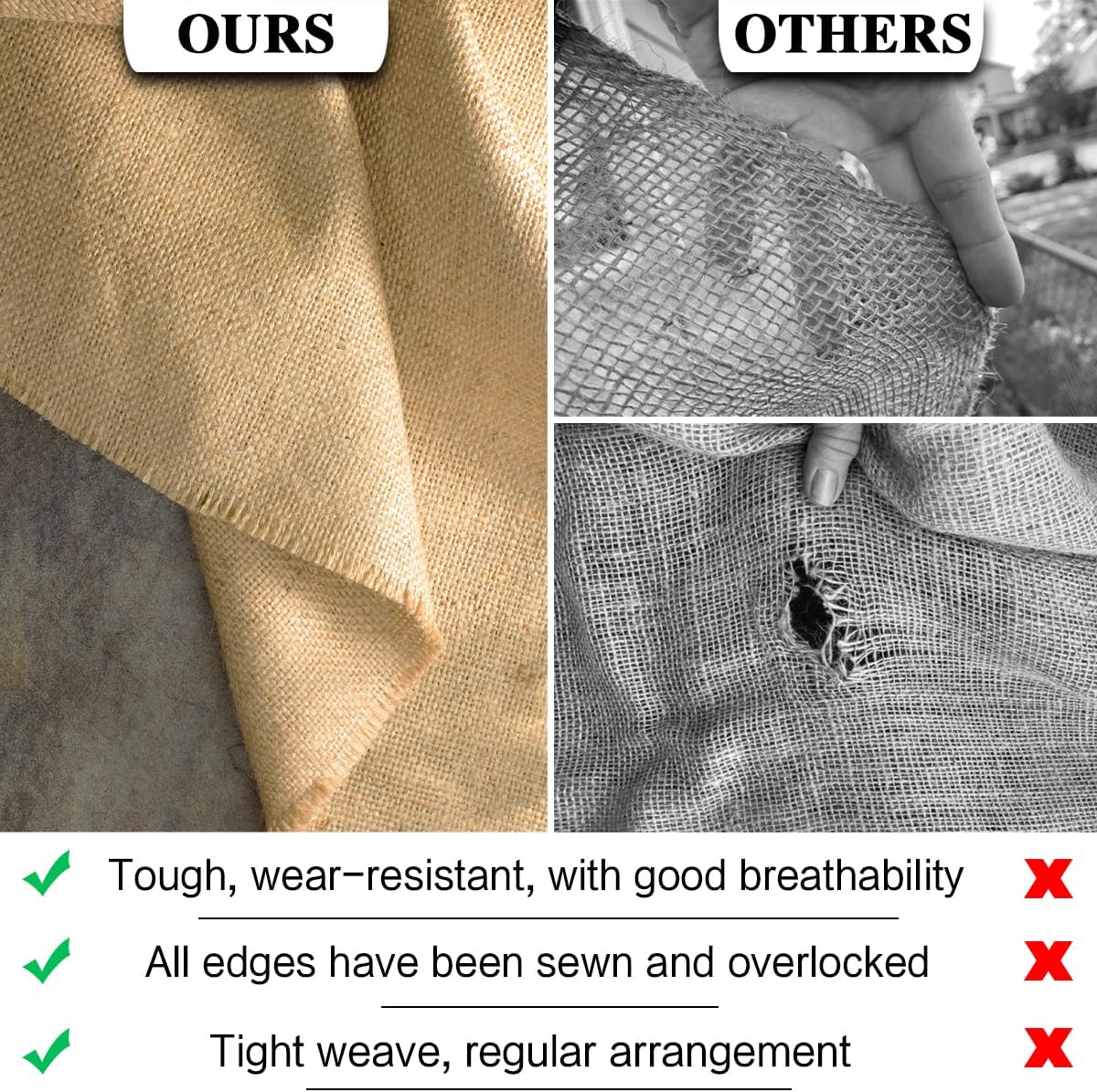 Burlap Fabric Roll, 40" x 15 Feet Burlap Garden Fabric Natural Jute for Decorations, Crafts, Weddings, Table Runner, Landscaping, Plants & Tree Covering