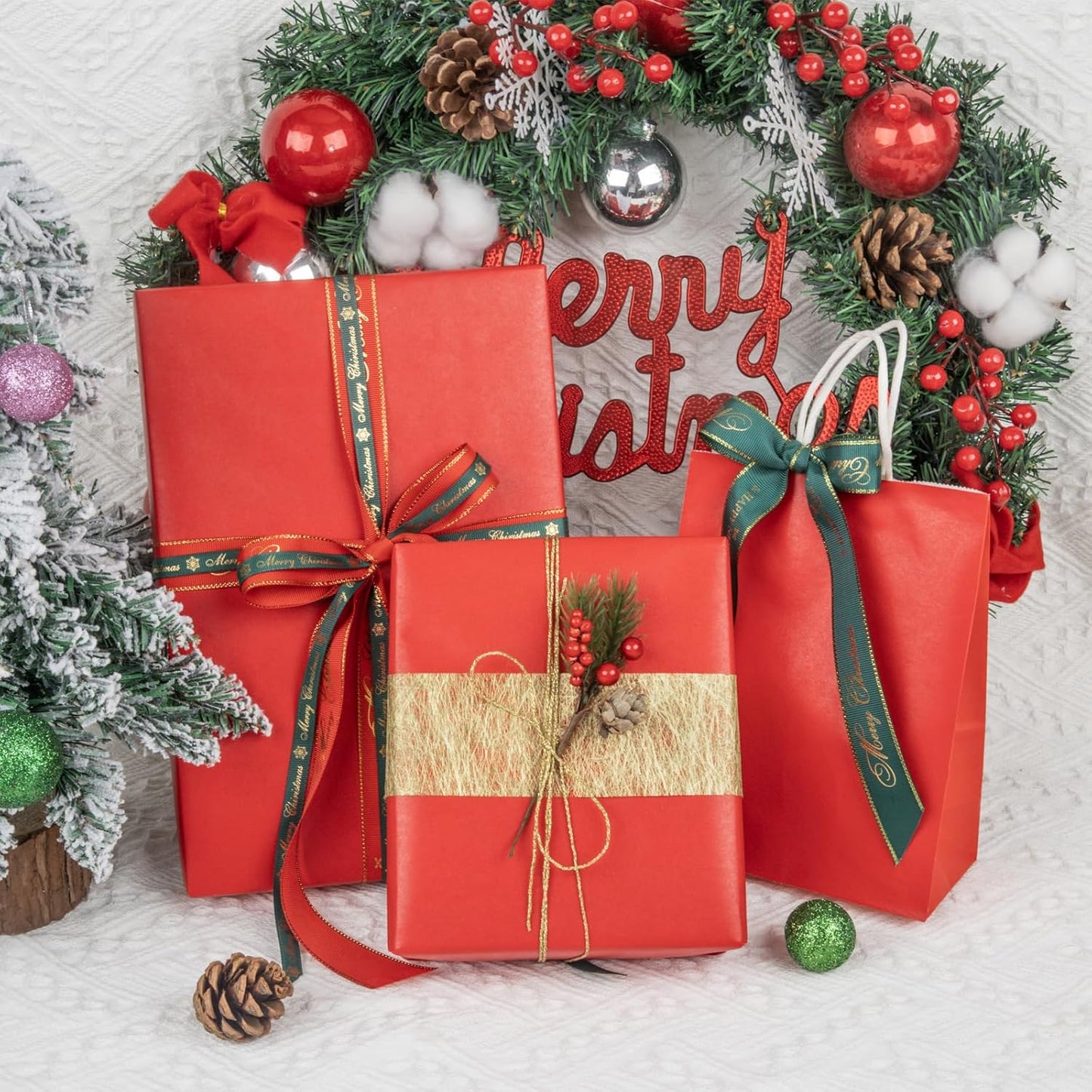 NESCCI Red Matte Wrapping Paper,Solid Color Pearly-Lustre Paper,Gift Wrapping Paper,Perfect for Wedding,Valentine's Day,Birthday, Christmas,Baby Shower,DIY Bouquet (17 Inches X 32.8 Feet)