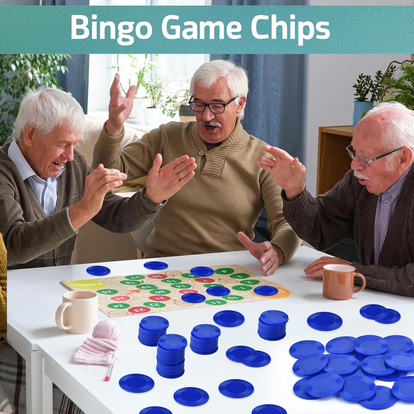 Coopay 1000 Pieces Plastic Poker Chips, Bingo Chips Bulk Learning Counters Disks Poker Card Game, Counting Markers for Math Practice, Game Tokens and Teaching Rewards, 25 mm/ 1 Inch (Blue)