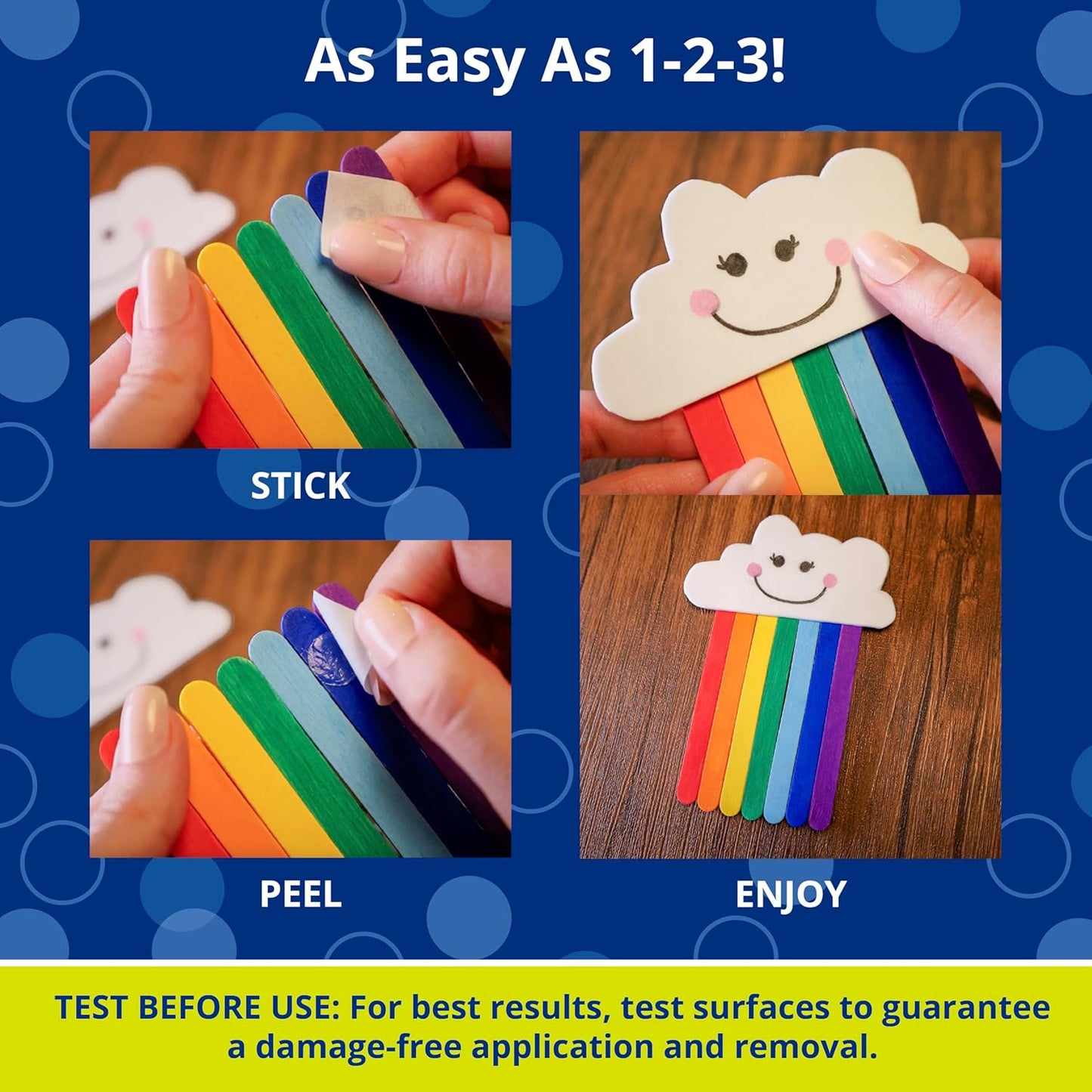 Glue Dots, Craft Dots, Double-Sided, 1/2", .5 Inch, 600 Dots, DIY Craft Glue Tape, Sticky Adhesive Glue Points, Liquid Hot Glue Alternative, Clear, 3 Pack