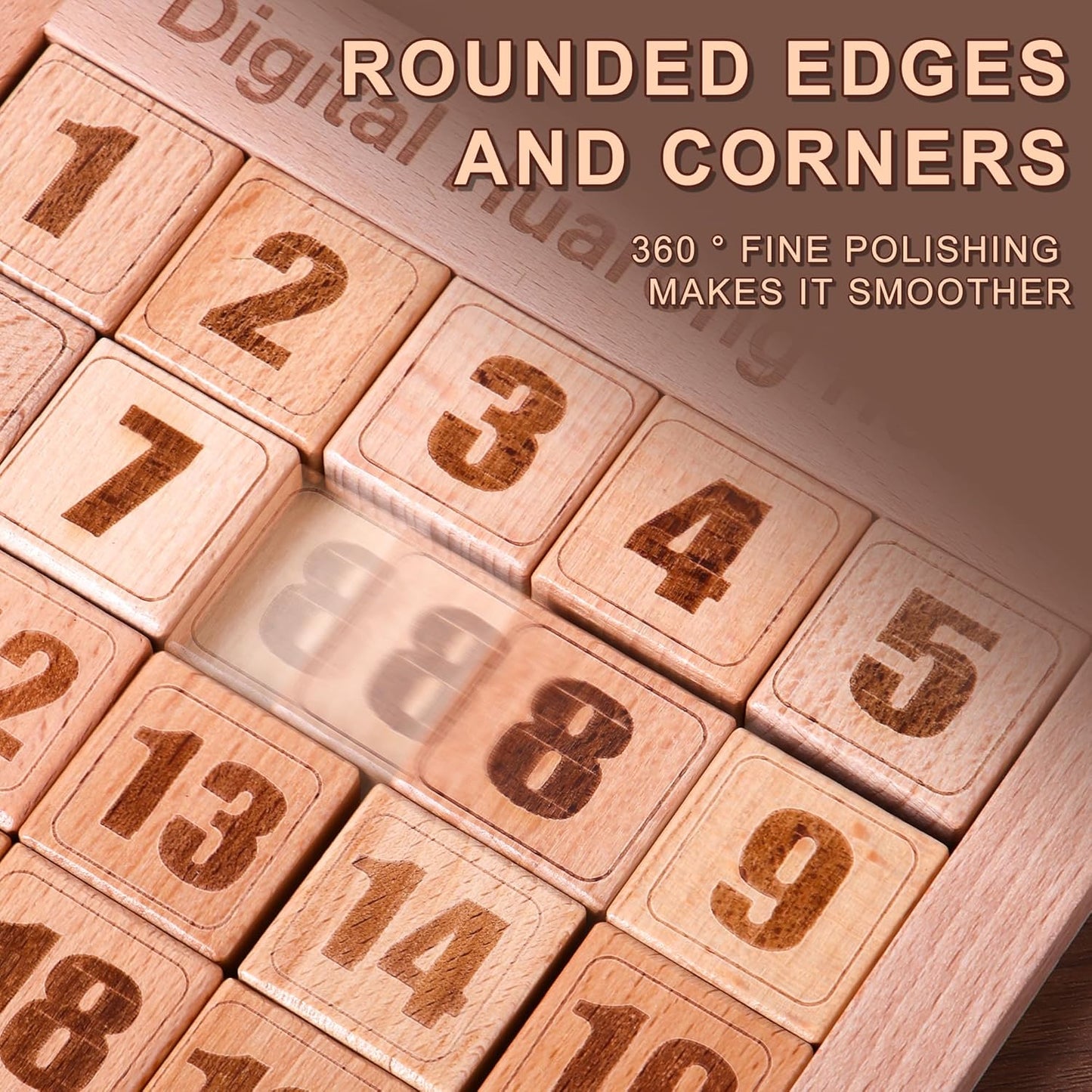 Wooden Number Sliding Puzzle，Brain Teasers Toy Tangram Slide Puzzle Game，Sequential Puzzles Board Game，Educational Toys for Kids and Adults（Number 1-24）