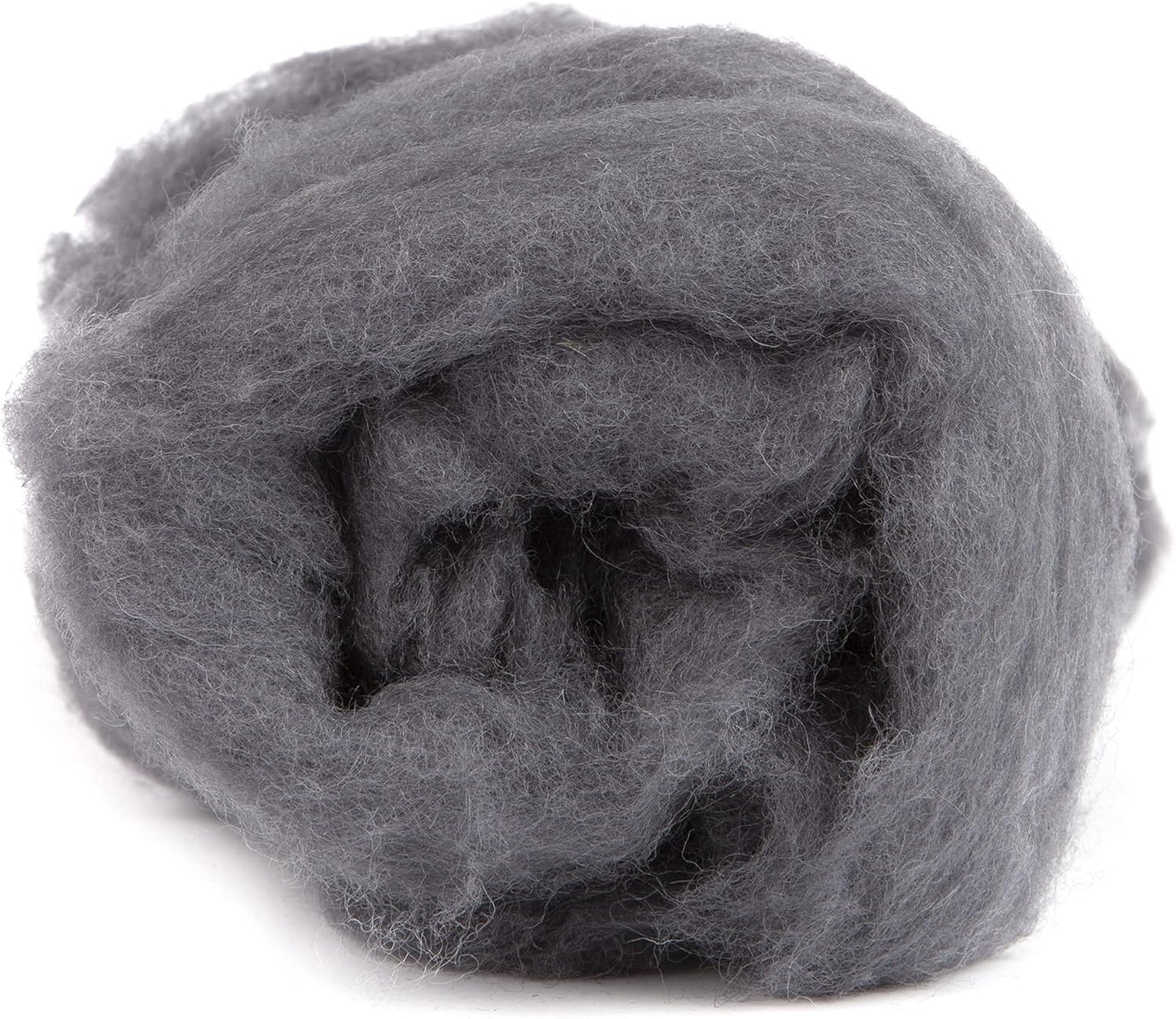 Desert Breeze Distributing Maori Wool Carded Batting, 100% Natural New Zealand Wool Made by DHG in Italy for Needle Felting, 3.5 OZ, 27 Micron, Color Charcoal Gray