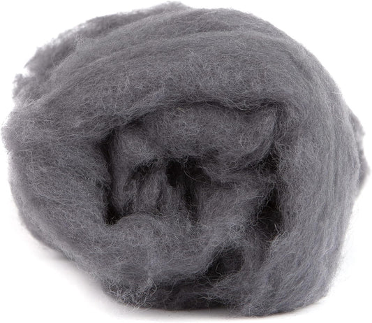 Desert Breeze Distributing Maori Wool Carded Batting, 100% Natural New Zealand Wool Made by DHG in Italy for Needle Felting, 3.5 OZ, 27 Micron, Color Charcoal Gray