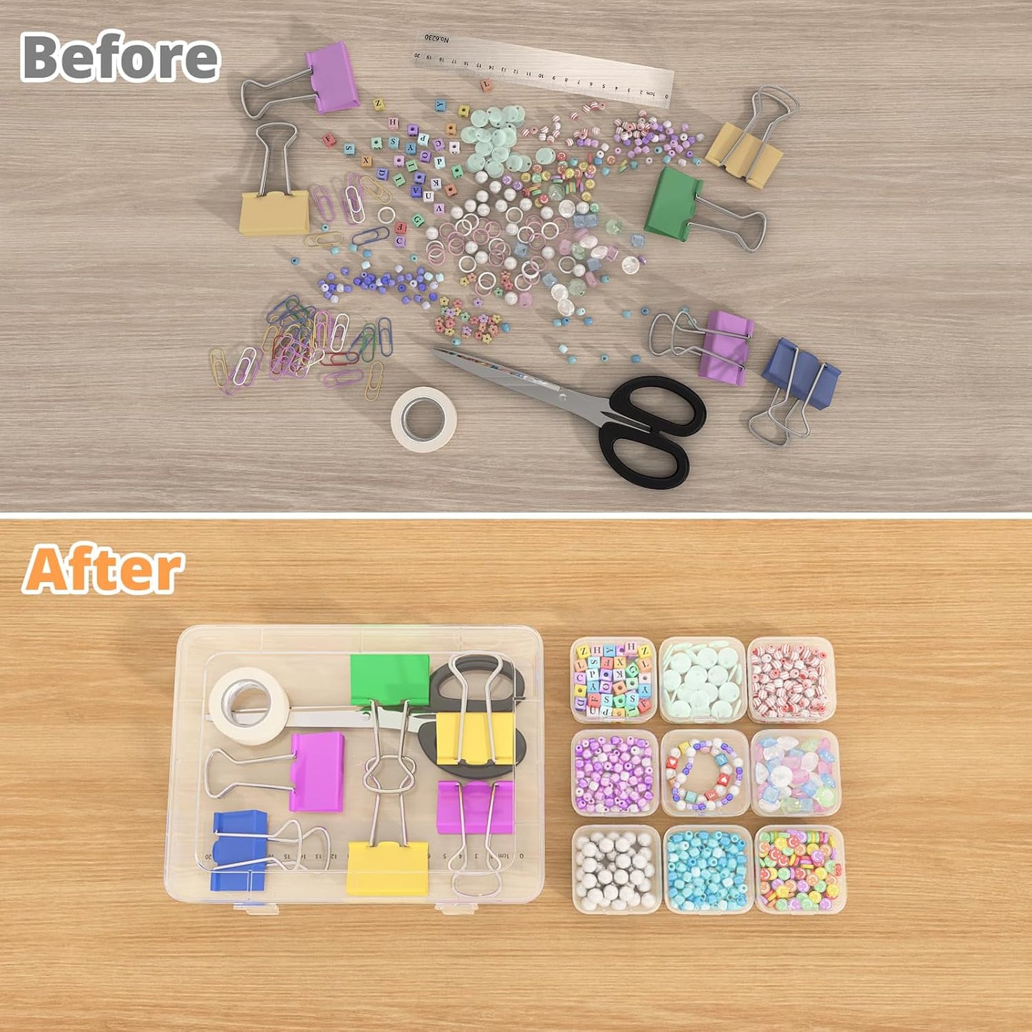 Mathtoxyz Bead Organizer Box, 93Pcs Small Bead Organizers and Storage Plastic Cases Mini Clear Bead Storage Containers Boxes with Hinged Lid and Rectangle for Bracelet Making DIY Jewelry Craft Nail