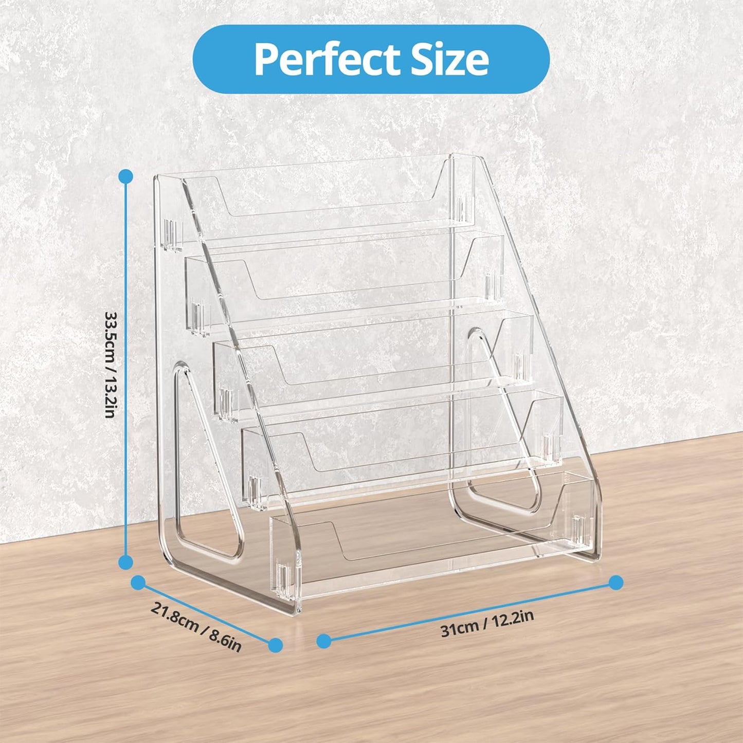5 Tier Acrylic Card Display Stand, Clear Display for Greeting Cards, Sports Cards, Postcards, Stickers & Brochures