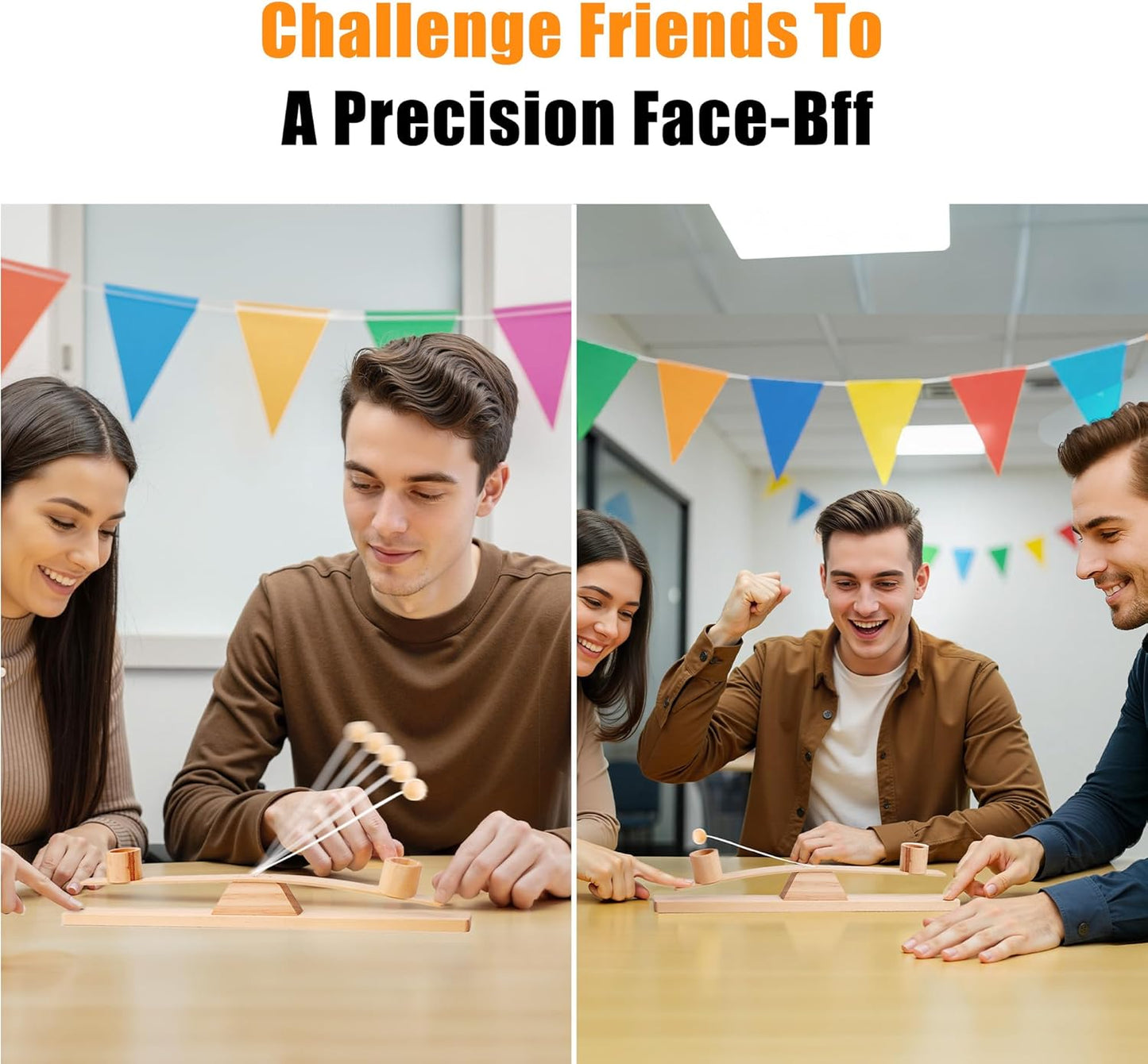 Ring Toss Game, Portable Wooden Tabletop Game for Teens & Adults, Skill Development & Dexterity Challenge, Office Desk Travel Party Camping Game Night Fun